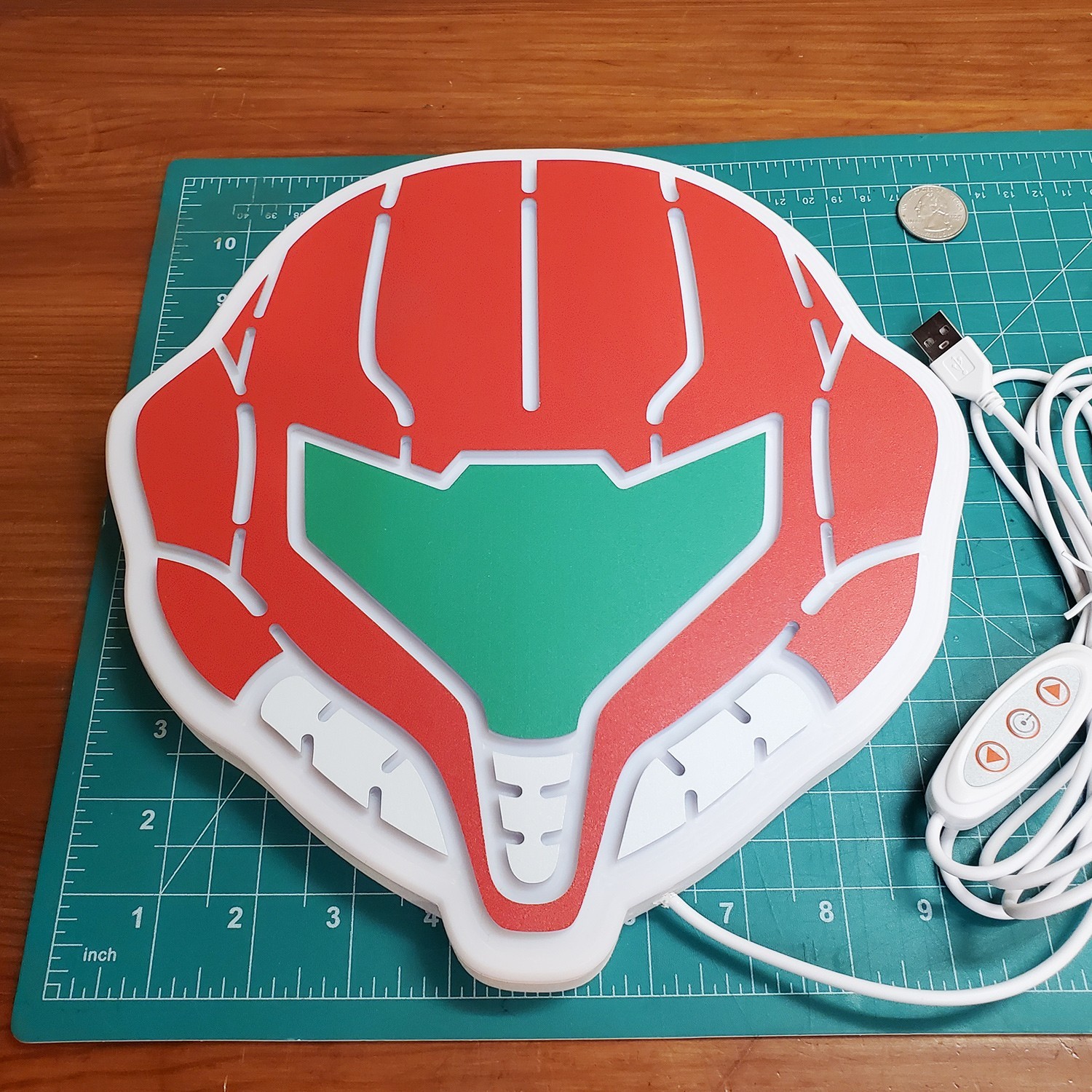 Metroid Samus Helmet plastic neon LED sign w/ dimmer switch + retro gaming gift