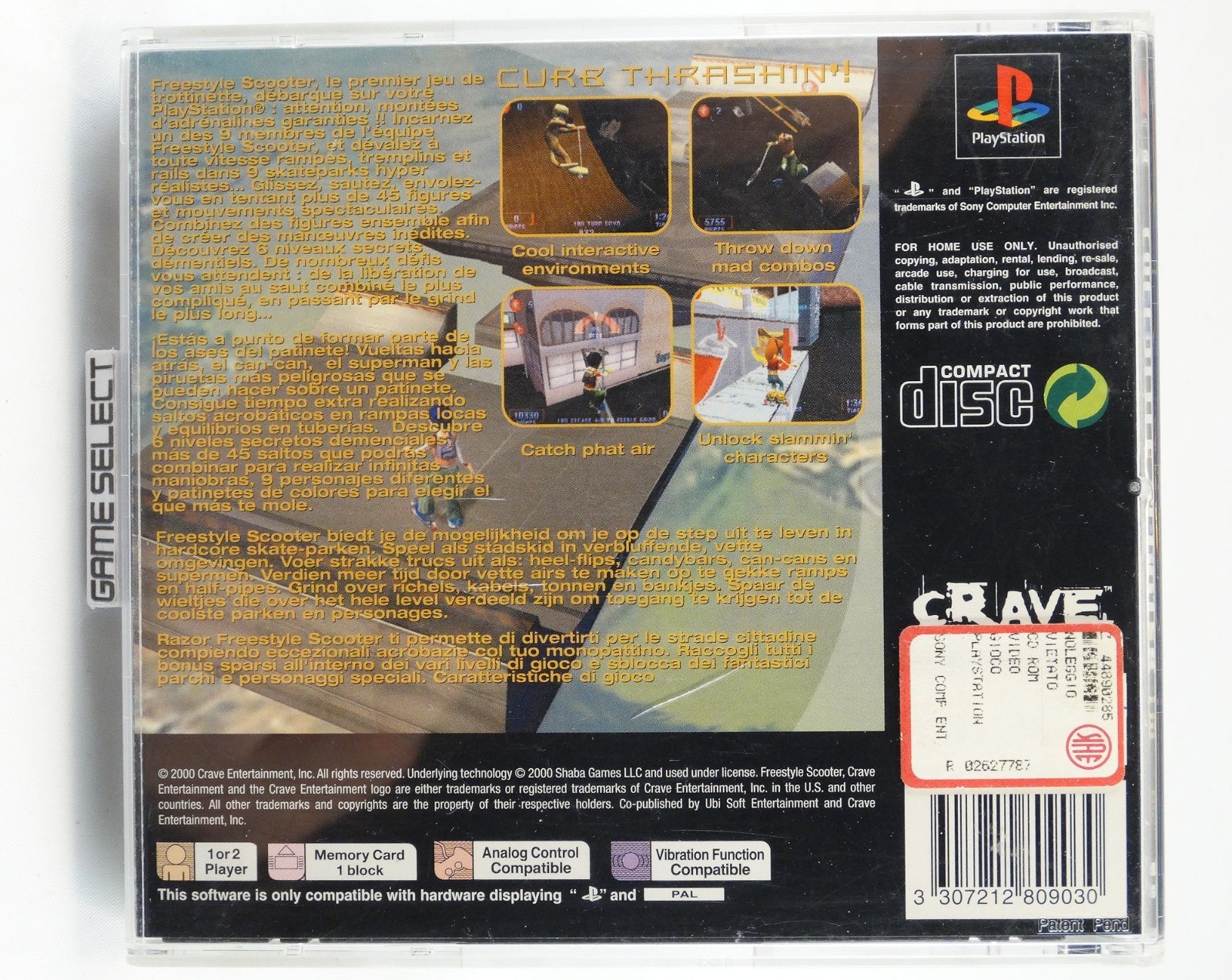 FREESTYLE SCOOTER Sony PlayStation 1/2/3 PAL EUR Italy Italian