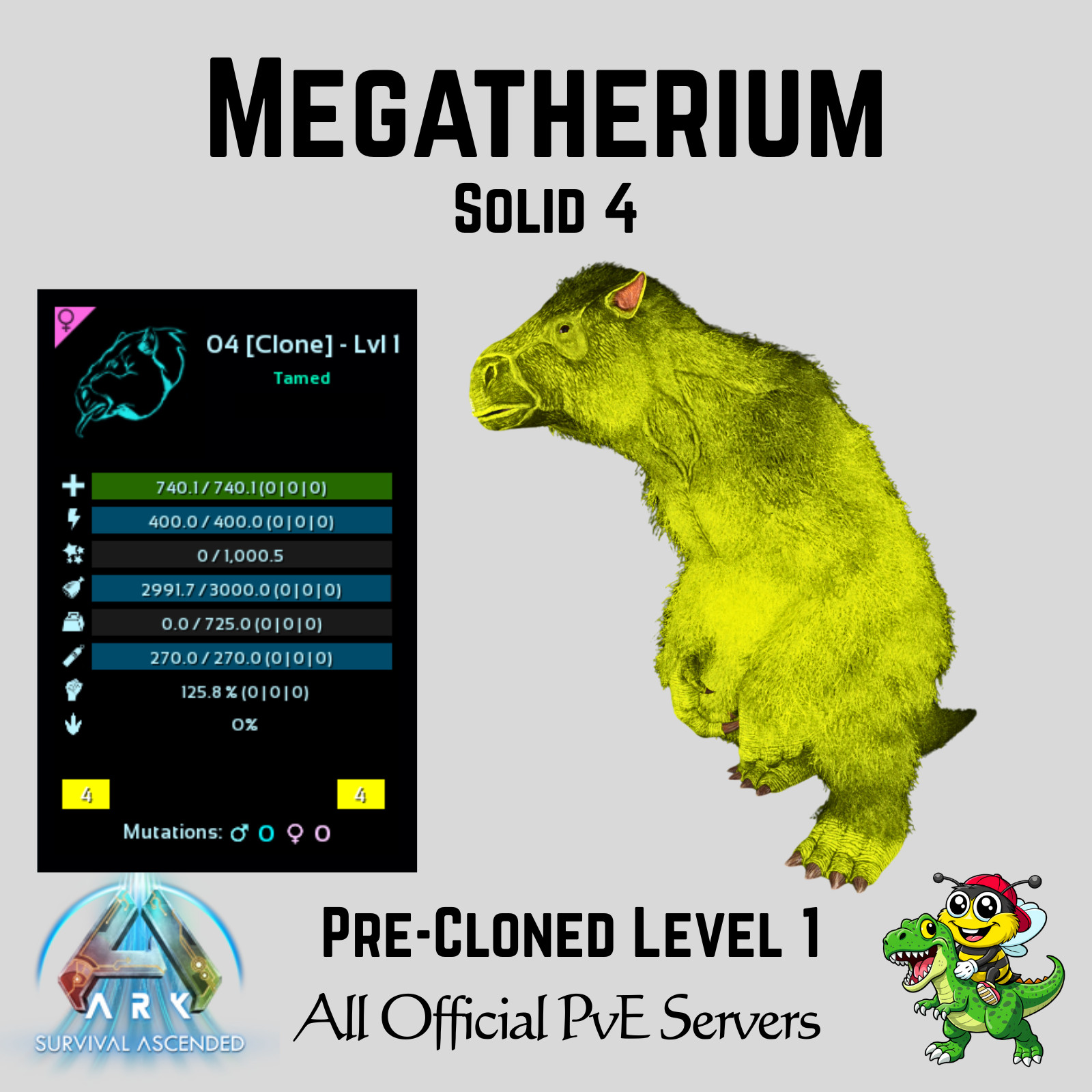 ARK-Survival-Ascended-PvE-Megatherium-Level-1-Cloners-Packs-PC-XBOX-PS5-BusyBee