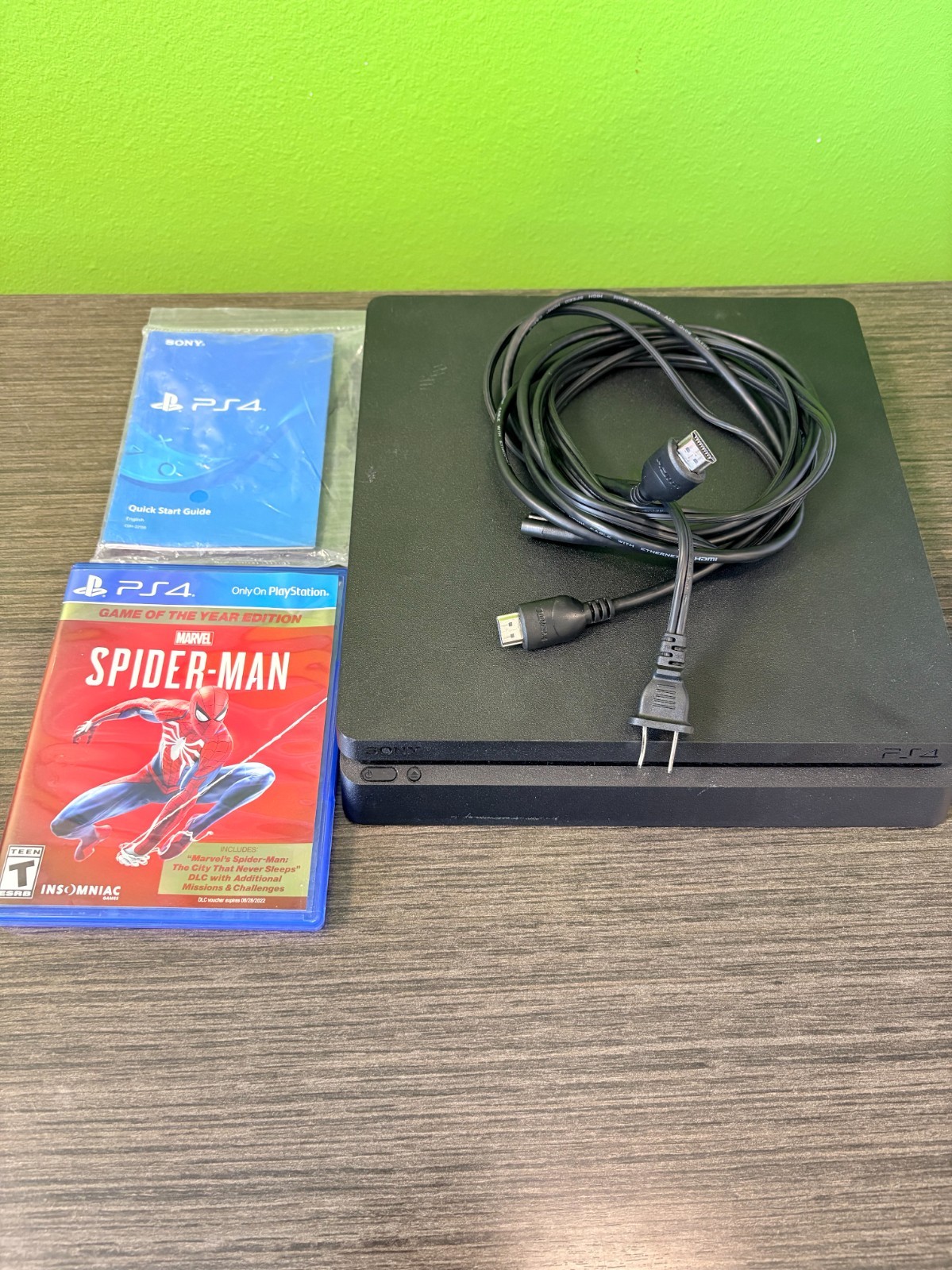 Sony PlayStation 4 PS4 Slim 1TB Console with Spiderman and cables (CUH-2215B)