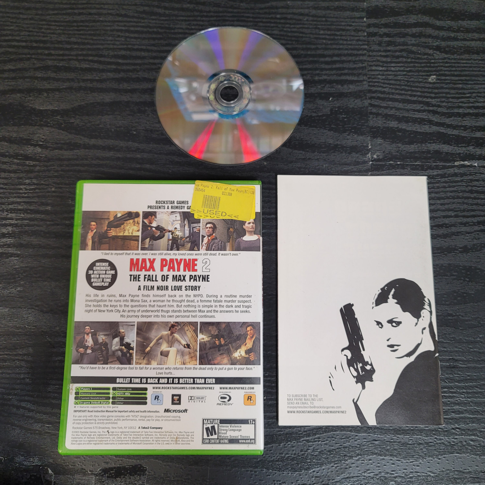 Max Payne 2: The Fall of Max Payne for Microsoft XBOX Complete Great Shape