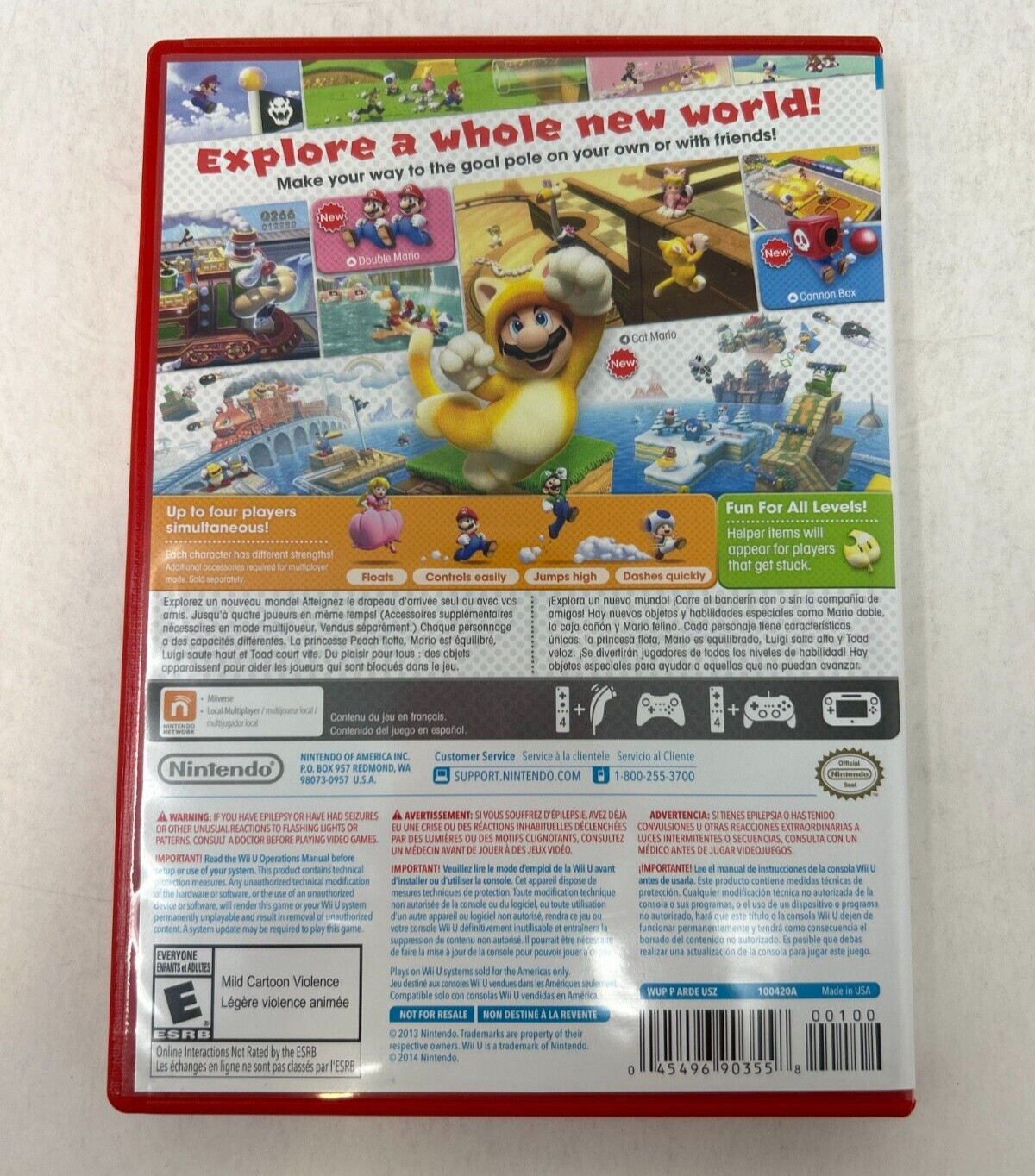 Case and Manual Only NO GAME Super Mario 3D World Nintendo Wii U Authentic