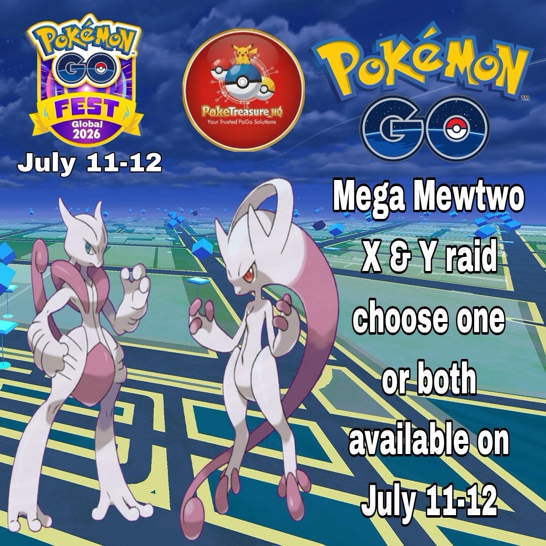Pokémon Go – 50x Mega Mewtwo X & Y Raid | Fast & Safe