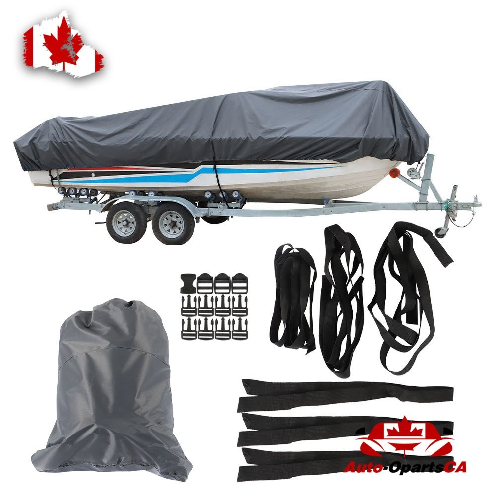 210D 14-16 Ft Boat Cover Heavy Duty Trailerable Waterproof 90″ Grey