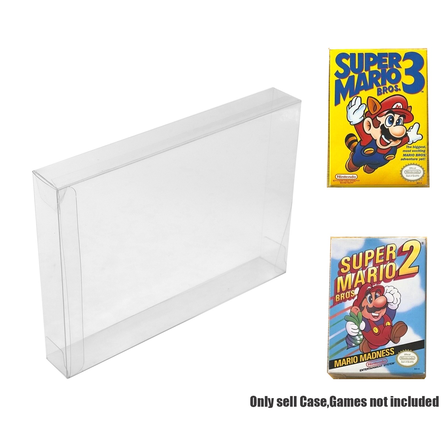 25x Clear Plastic Nintendo Protector Case for Retail NES Game Box Thick Sleeves
