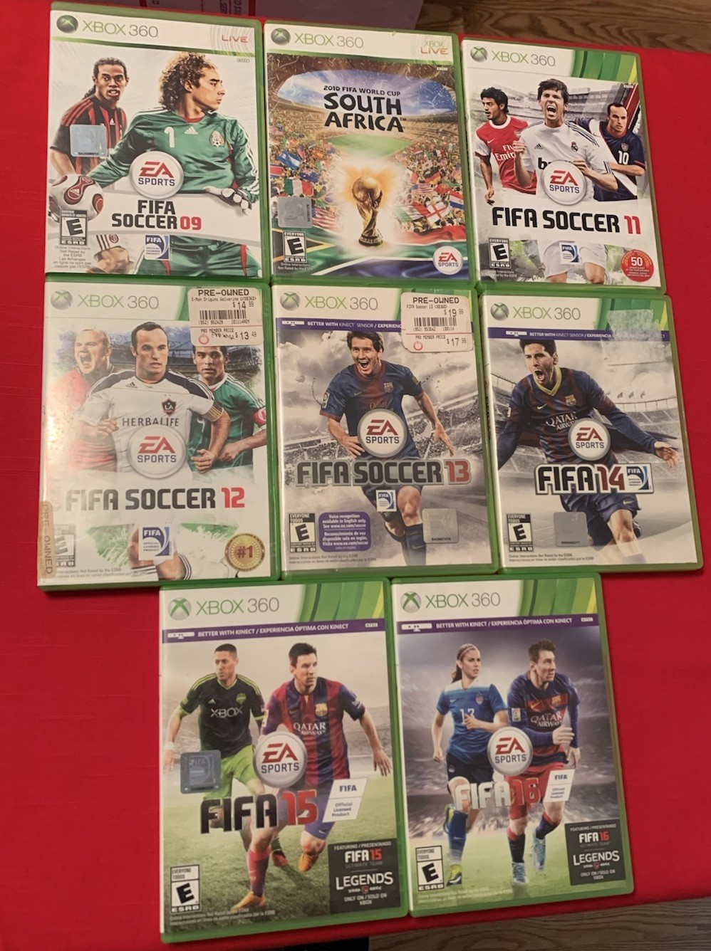 FIFA Soccer Microsoft Xbox 360 Lot Bundle World Cup 09, 11, 12, 13, 14, 15, 16