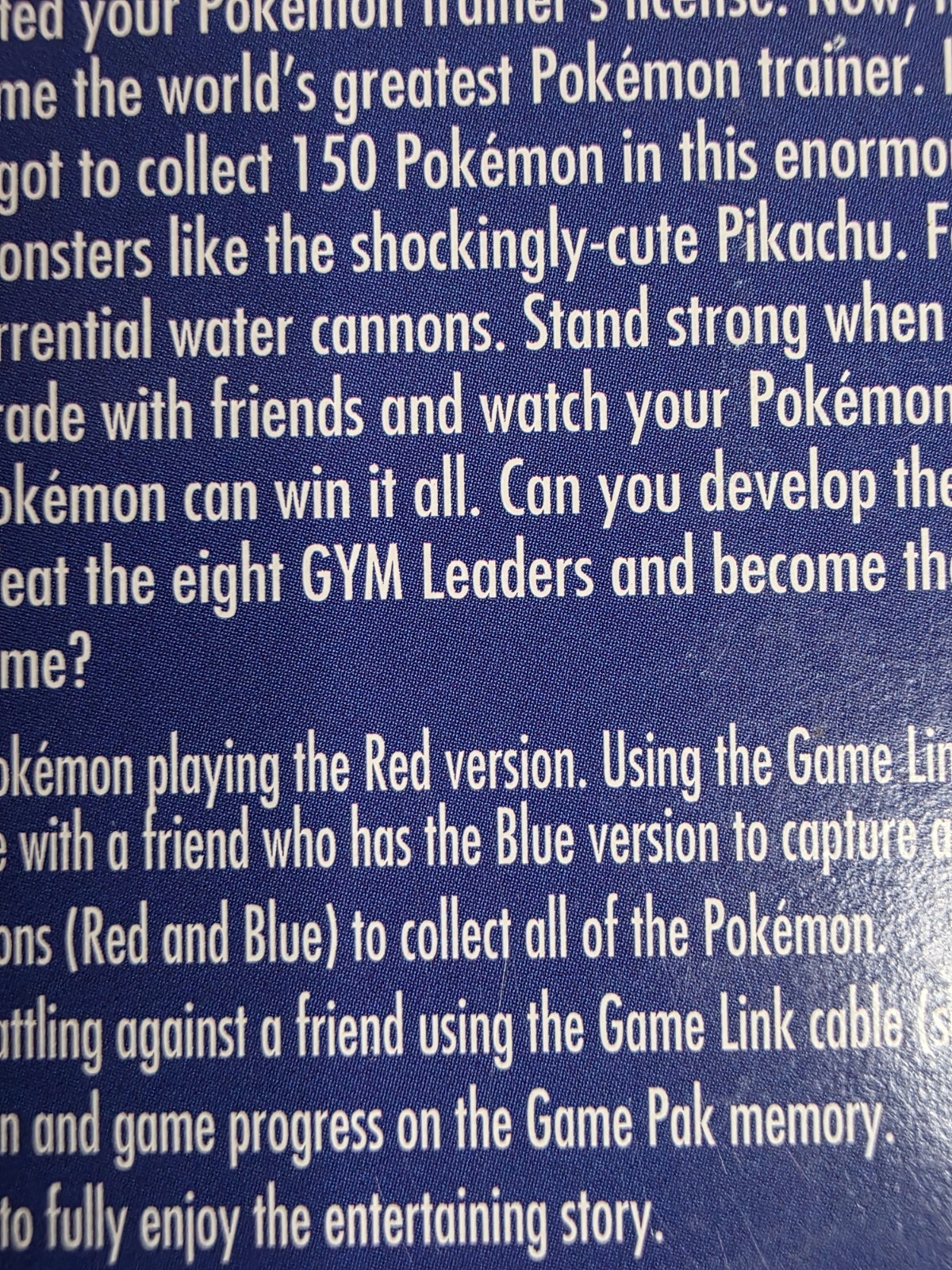 ERROR ! Pokemon Blue RED Error Text First 1st Print Complete Box CIB GameBoy GB