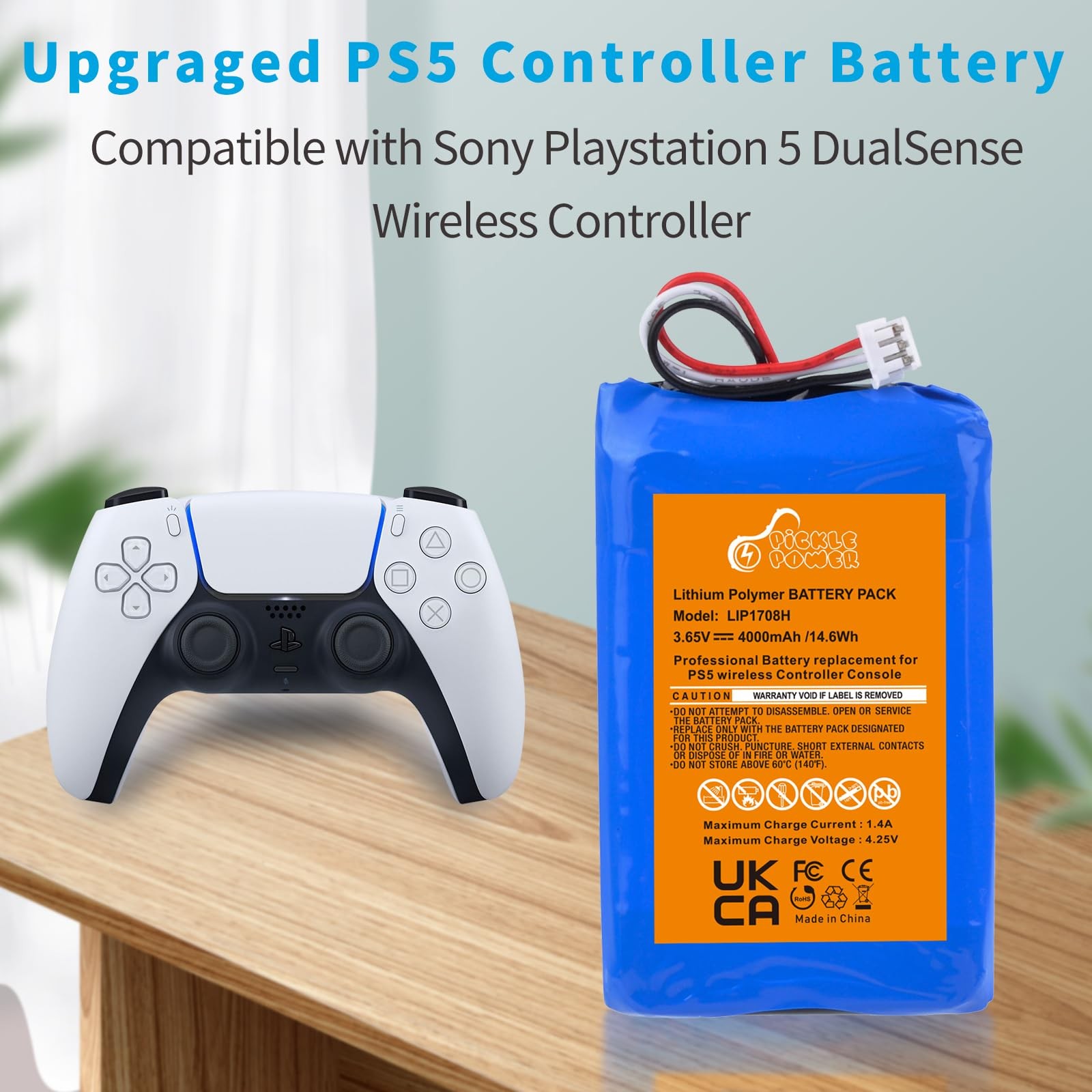 Pickle Power 2 Pack 4000mAh LIP1708 Battery for Sony PS5 PlayStation 5 DualSe…