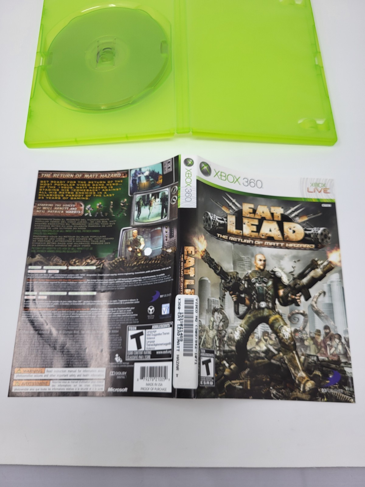 Eat Lead: The Return of Matt Hazard (Xbox 360) Rare – NO Manual – FREE SHIP!