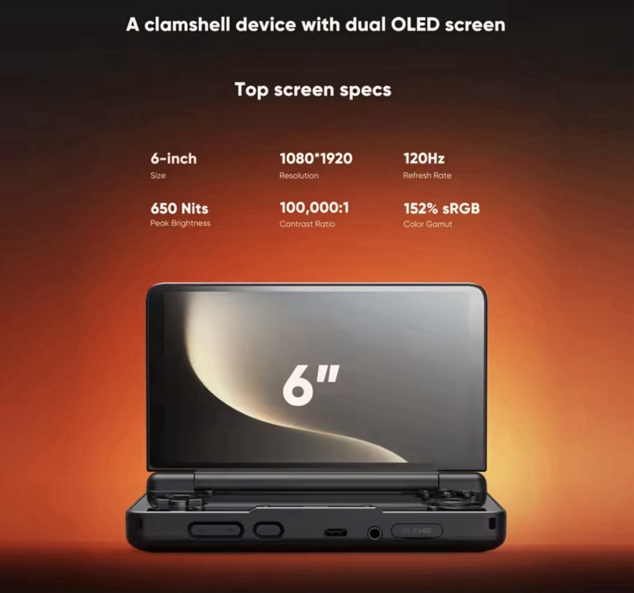 New AYN Thor 128 Android Handheld Dual Screen Clamshell 6” AMOLED 1080p Gaming
