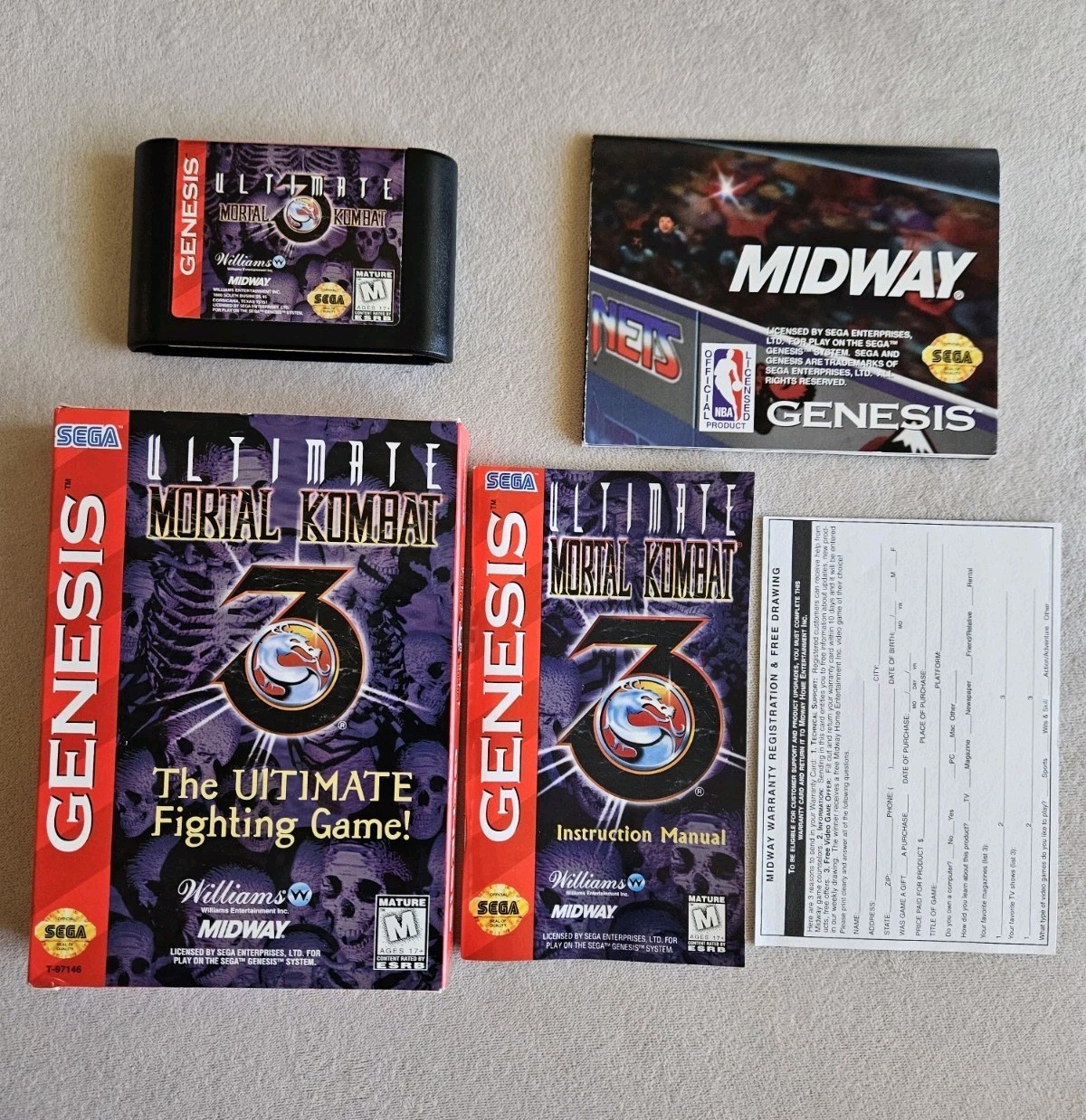 ULTIMATE MORTAL KOMBAT 3 SEGA GENESIS 100% COMPLETE IN BOX W/ POSTER & REG