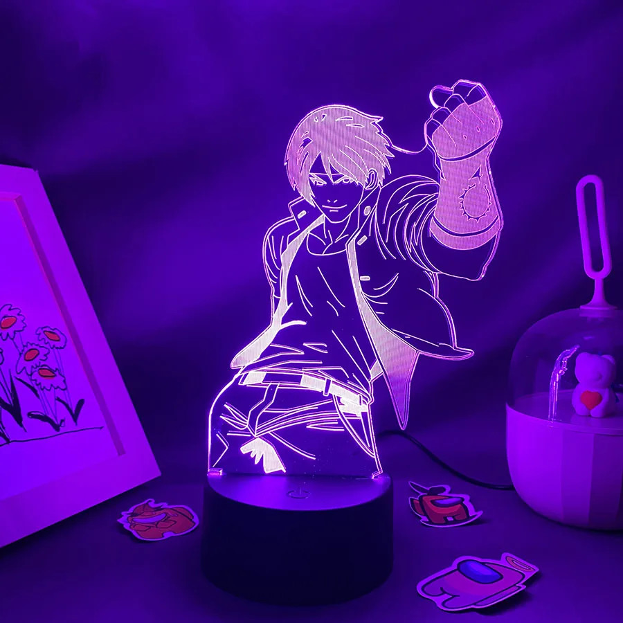 Game the King of Fighters Kyo Kusanagi 3D LED Neon Night Light Birthday Gift for