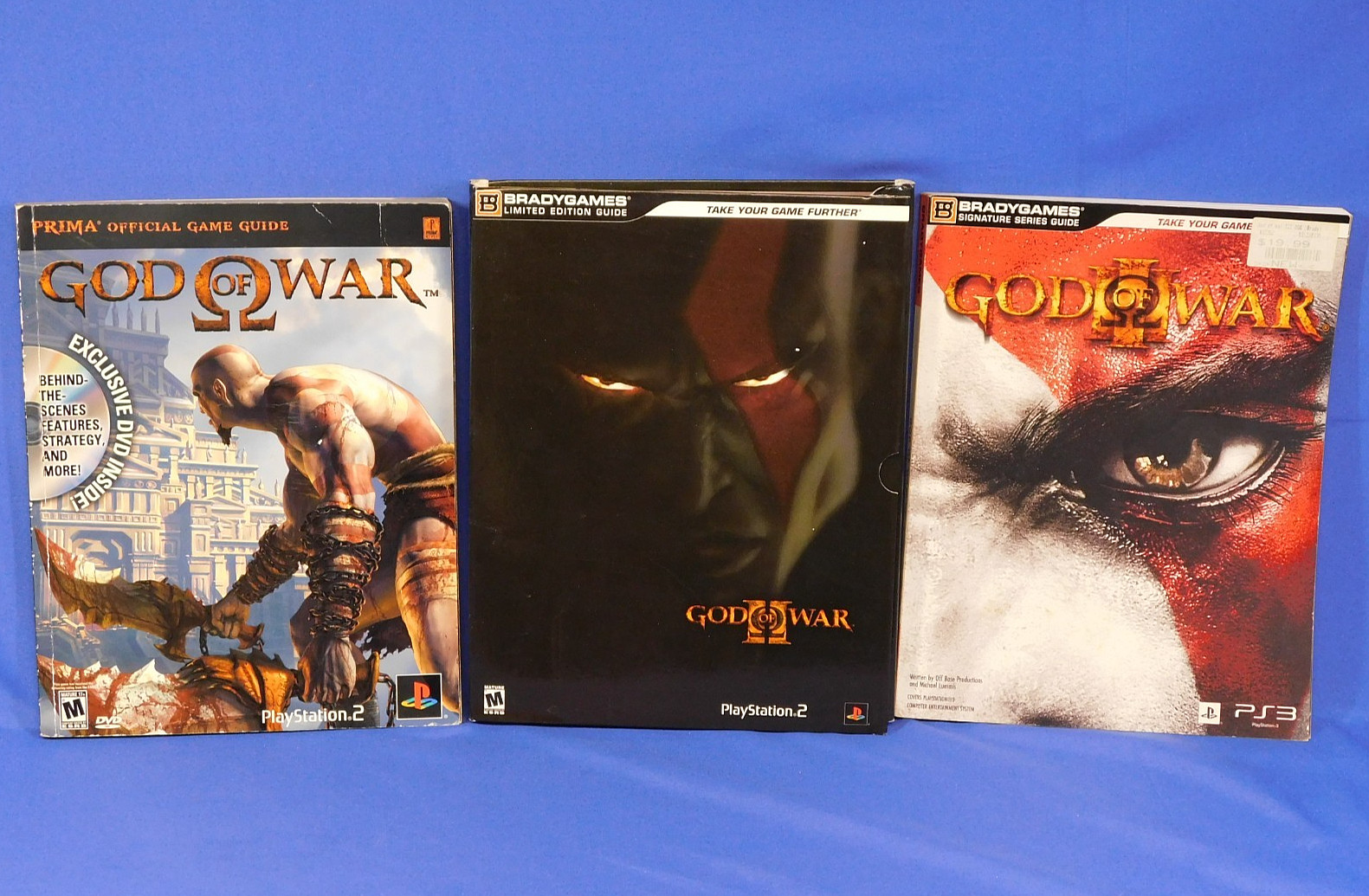 GOD OF WAR 1, 2, 3 GUIDE BOOKS PS2/3 PLAYSTATION LOT W/ART BOOK & DVD