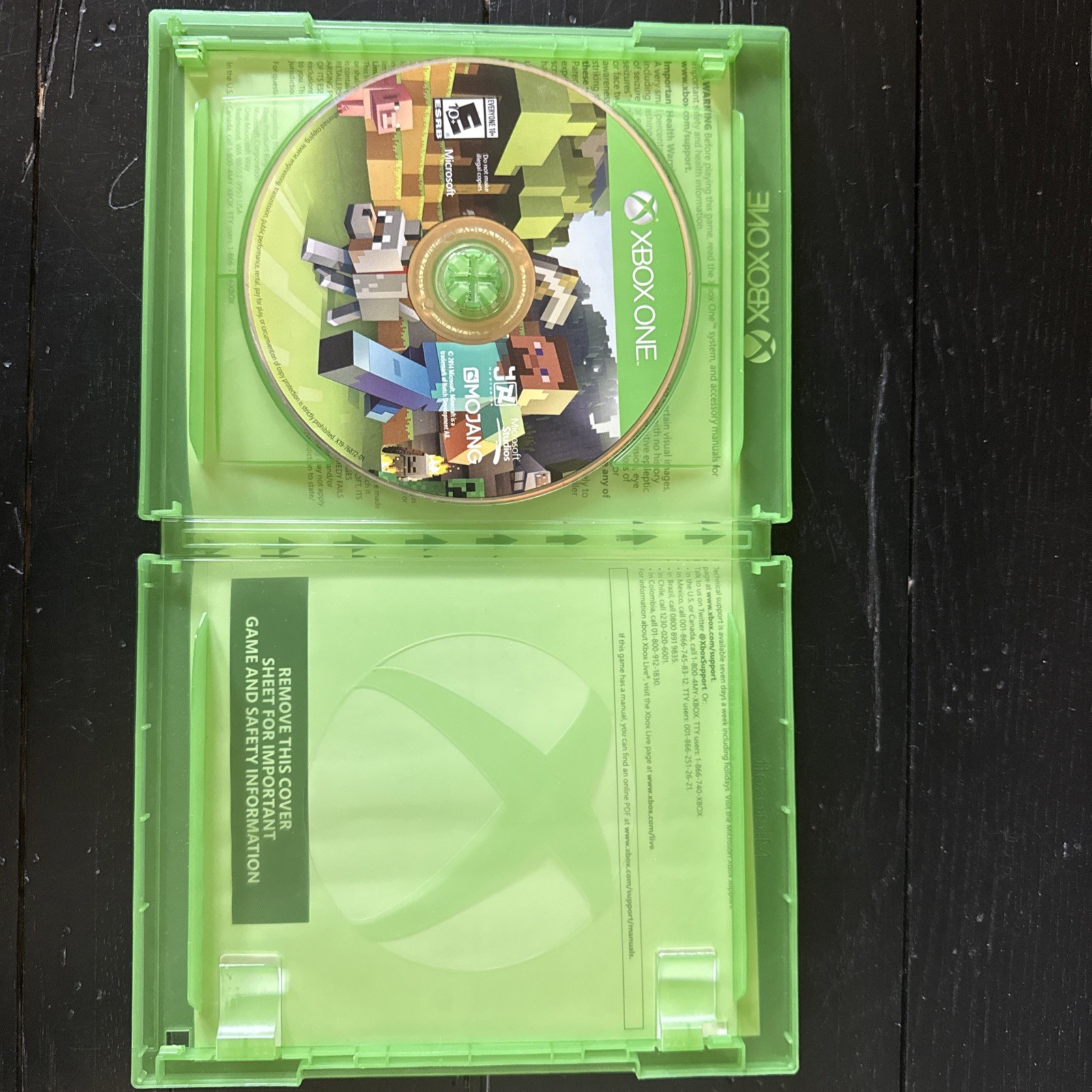Minecraft Xbox One Edition Microsoft Mojang Video Game Disc Case 2014 E10+