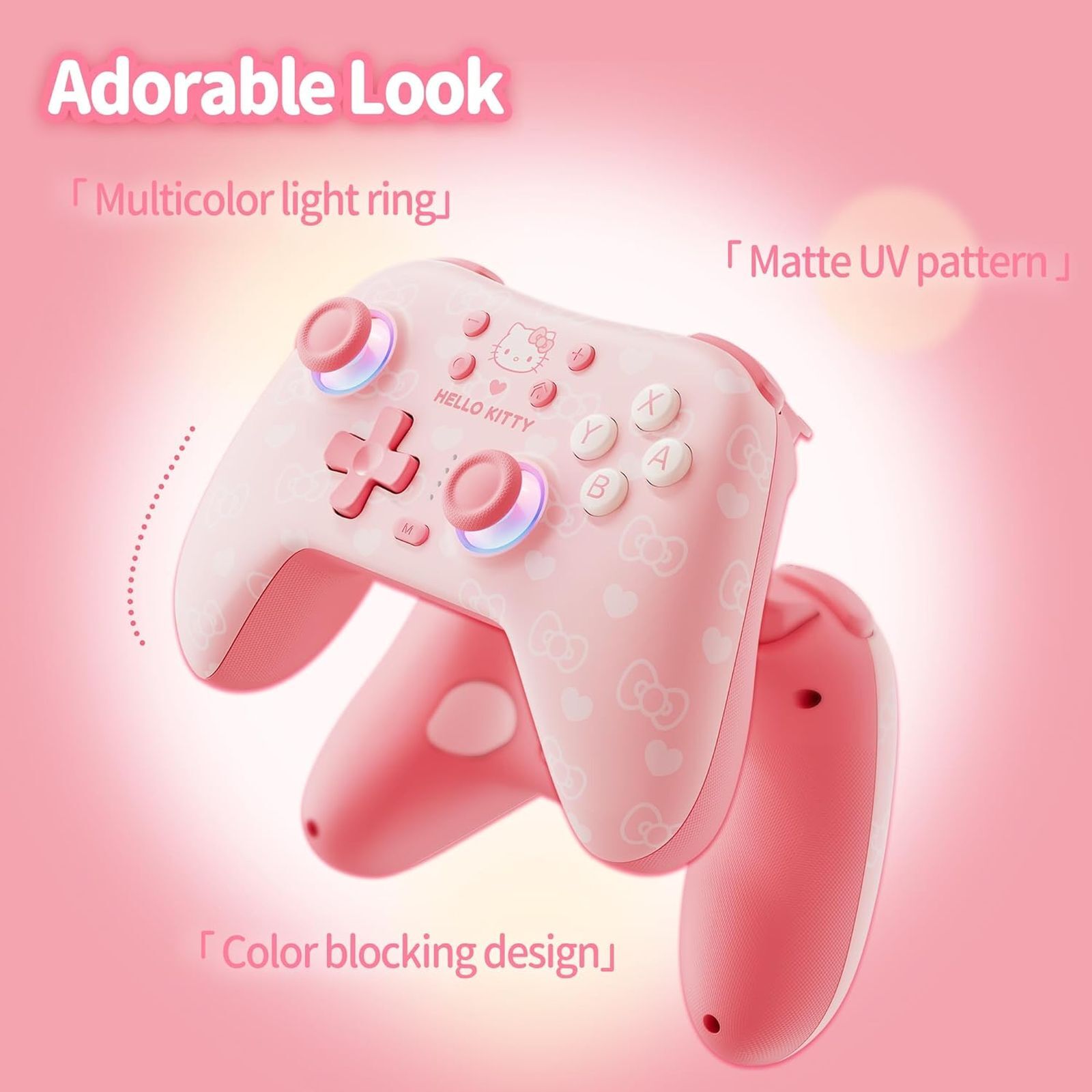 GeekShare X Sanrio PS5 DualSense Controller Kitty Pink with Thumb Grips NOT Skin