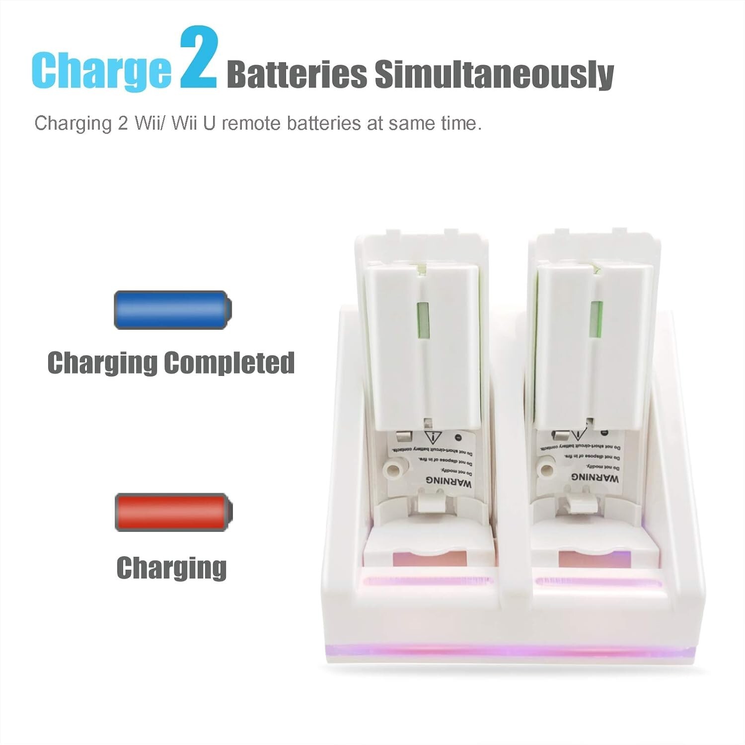 2/4 Rechargeable Batteries Pack+ Charger Dock For Nintendo Wii Remote Controller