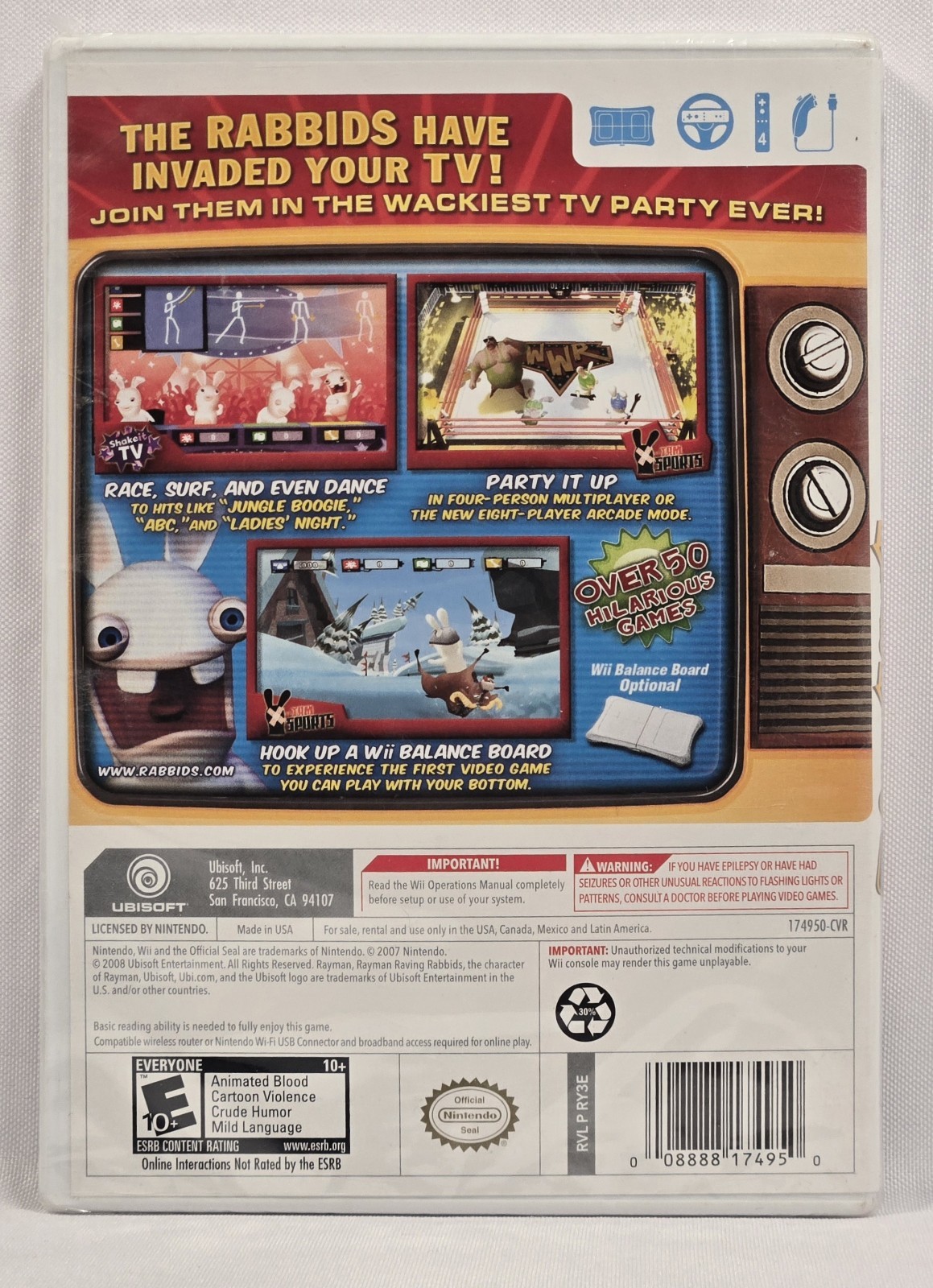 Rayman Raving Rabbids: TV Party (Nintendo Wii, 2008) **NEW SEALED**