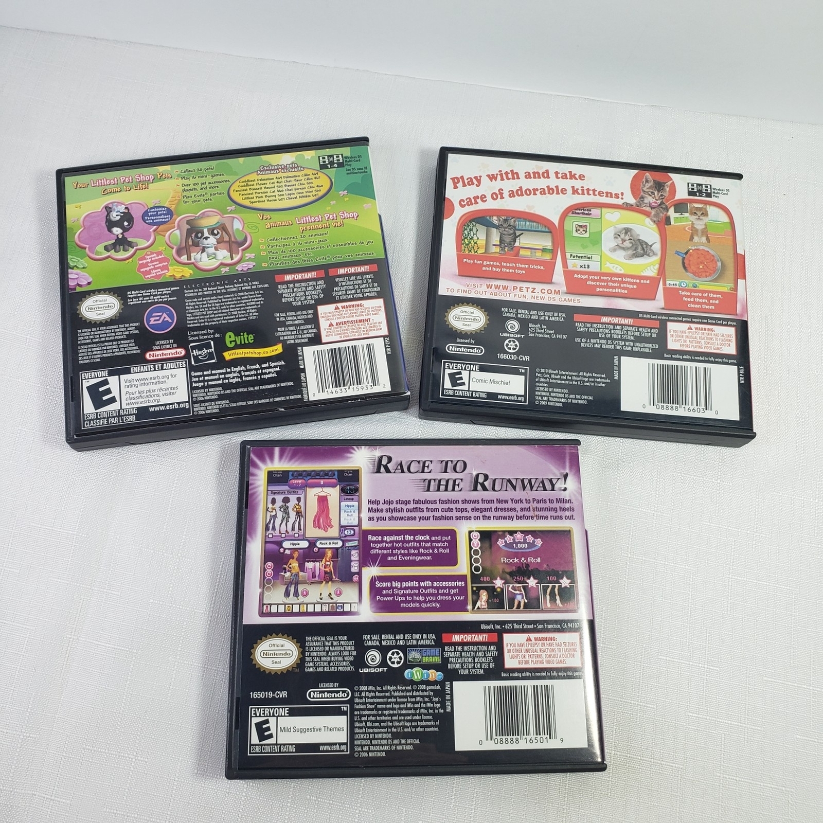 Nintendo DS empty cases 3 Black Petz Catz Playground SEE NOTES for rest
