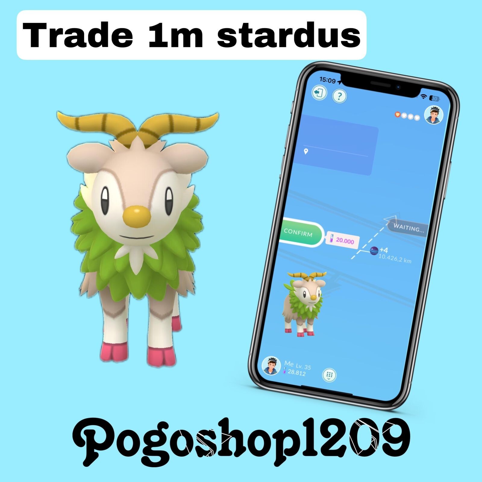 Pokémon Shiny Skiddo – Trade 1M stardust