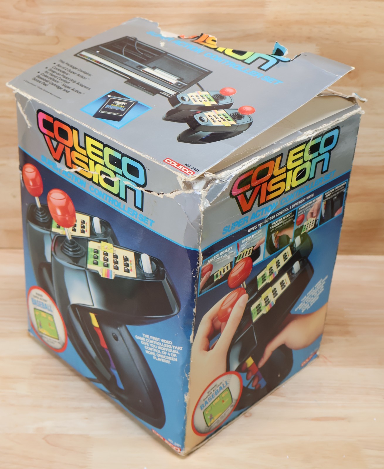ColecoVision Super Action Controller Set With Box Baseball Game & Manual 1983