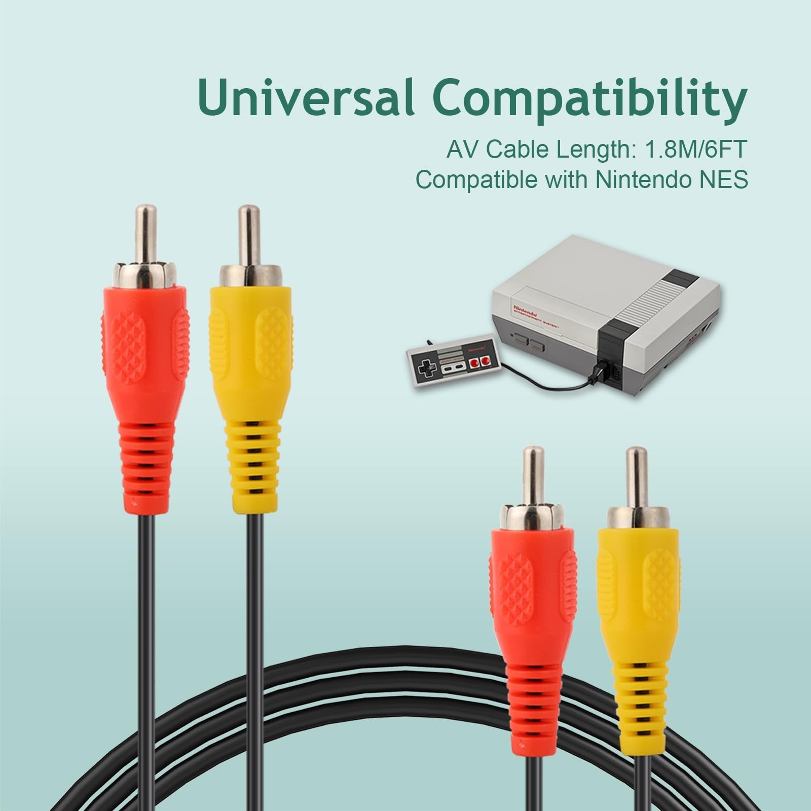 6FT AV Cable for NES – RCA Audio Video Connection Cord for TV & Monitor