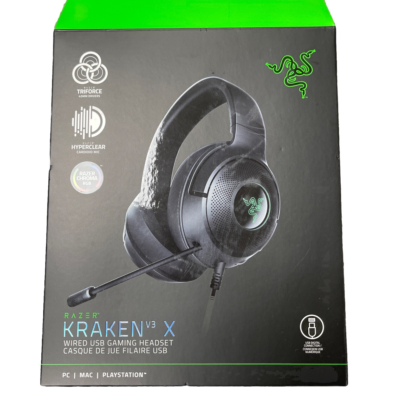 Razer Kraken V3 X Wired 7.1 Surround Sound Chroma RGB Lighting Gaming Headset
