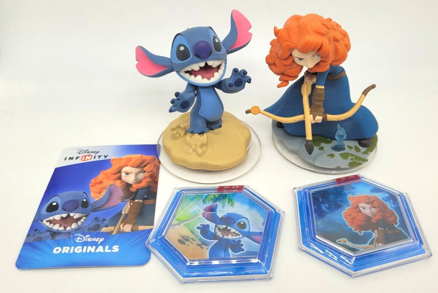 DISNEY INFINITY 2.0 Originals Brave Merida + Stitch Figure power disks card lot