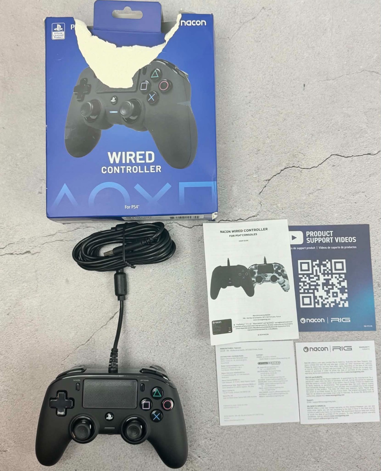 Nacon Wired Controller Sony Playstation 4 Ps4 Black Gamepad Joystick