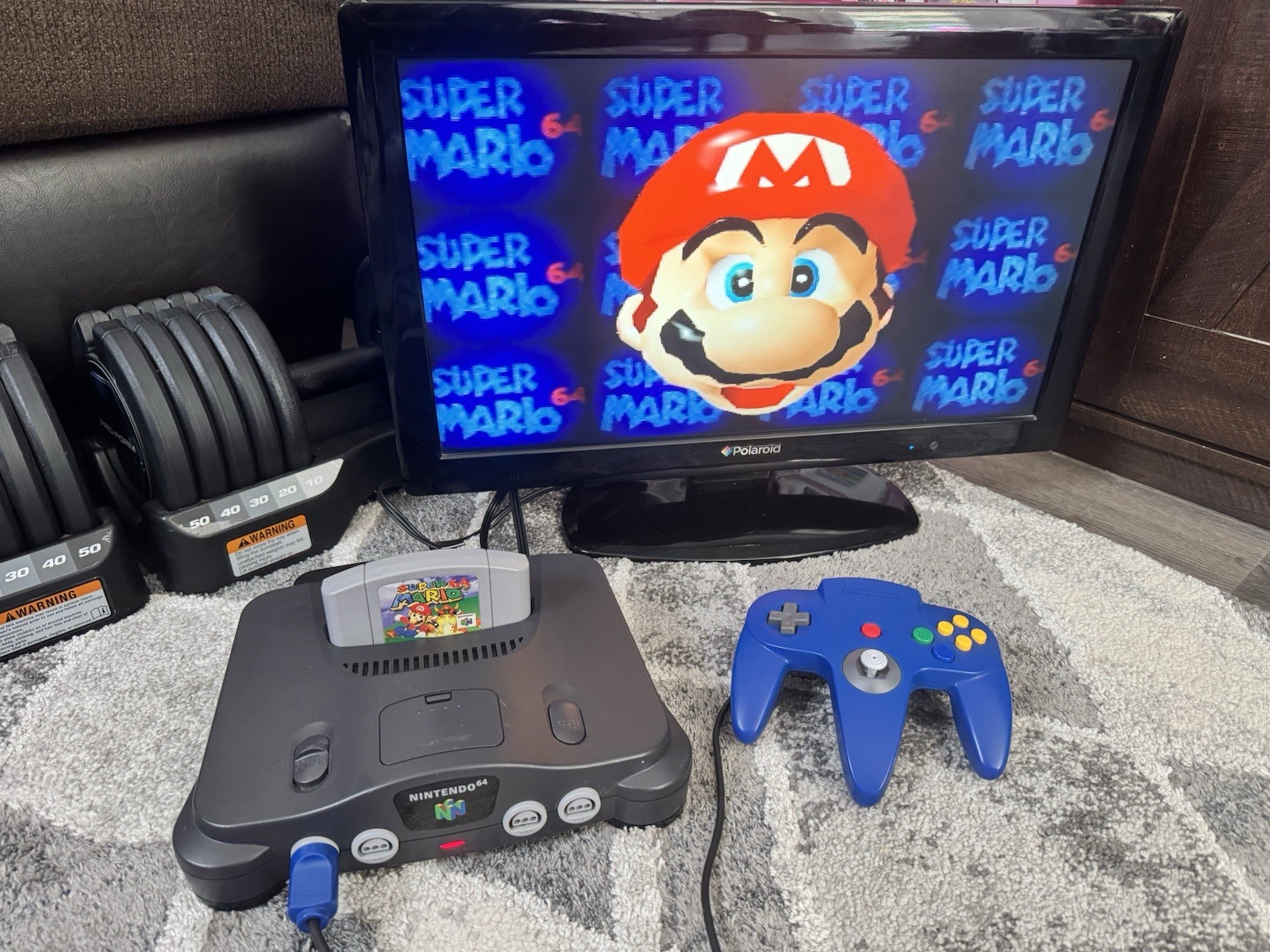 Nintendo 64 Console Bundle w/ Blue Controller & Super Mario 64 Authentic Tested!