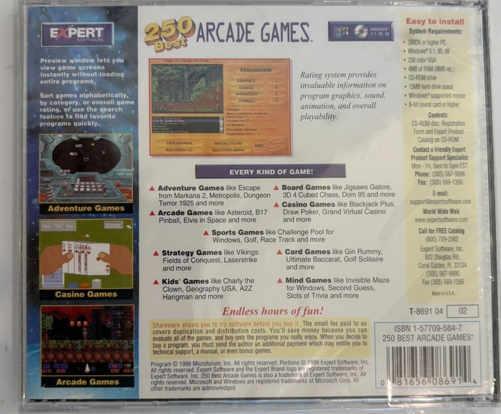 Expert Software 250 Best Arcade Games NEW SEALED
