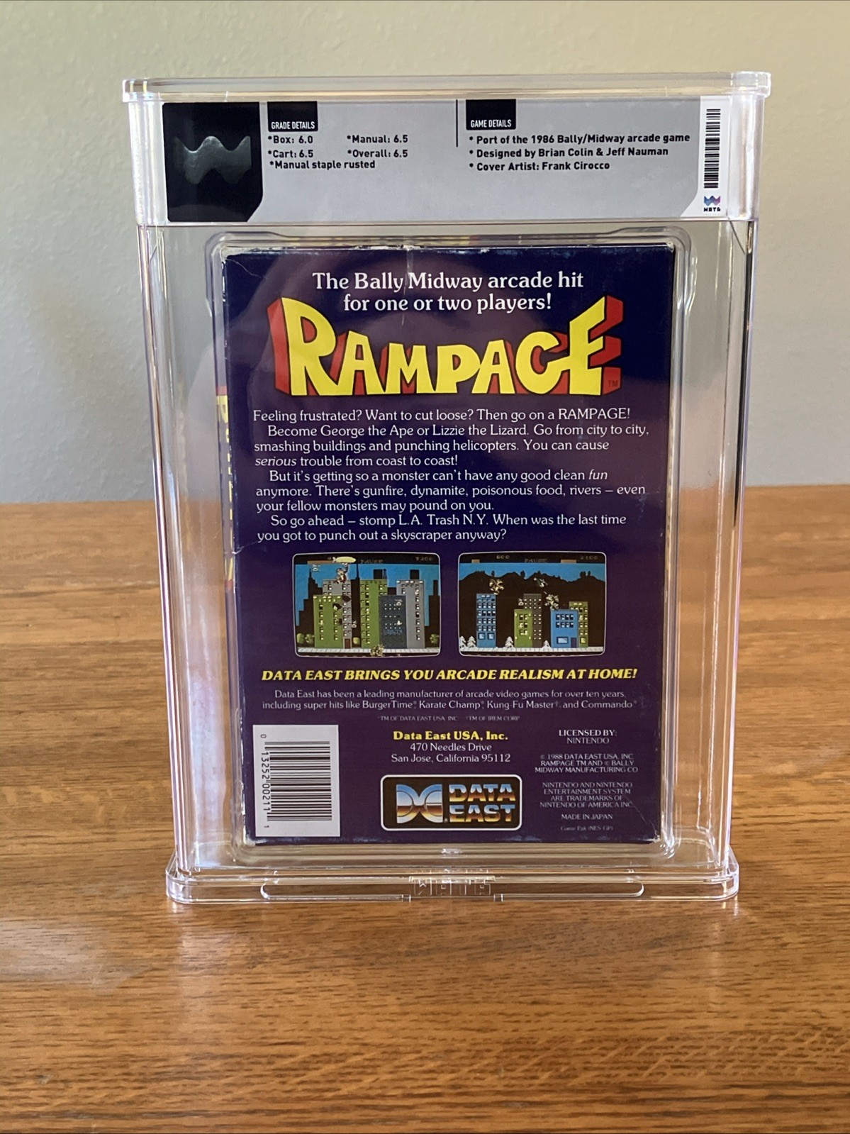 Rampage Nintendo NES 1988 Complete in Box CIB Graded 6.5 WATA Grading Video Game