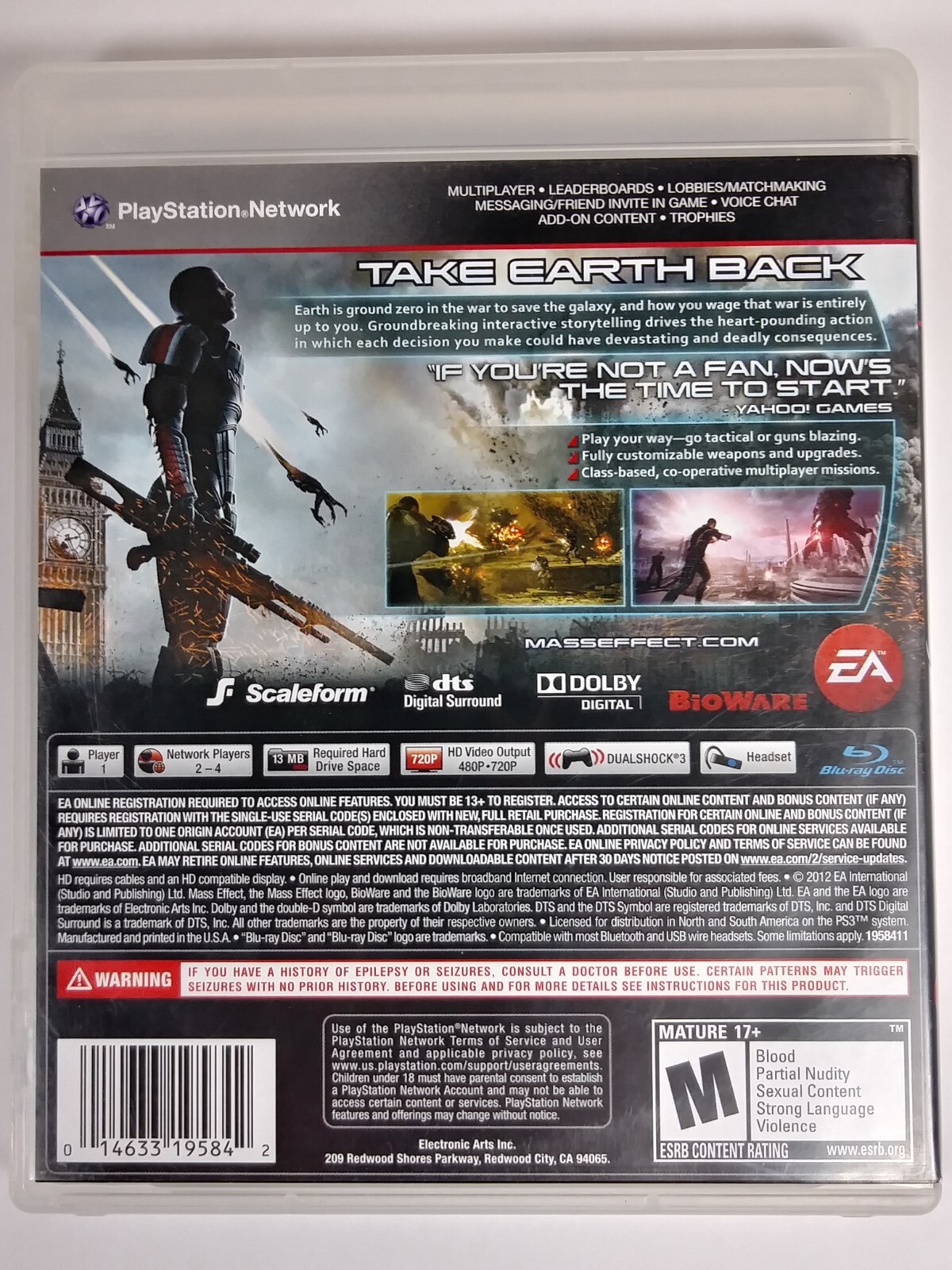Mass Effect 3 Sony PlayStation 3 2012 Action Role Playing Game Complete CIB