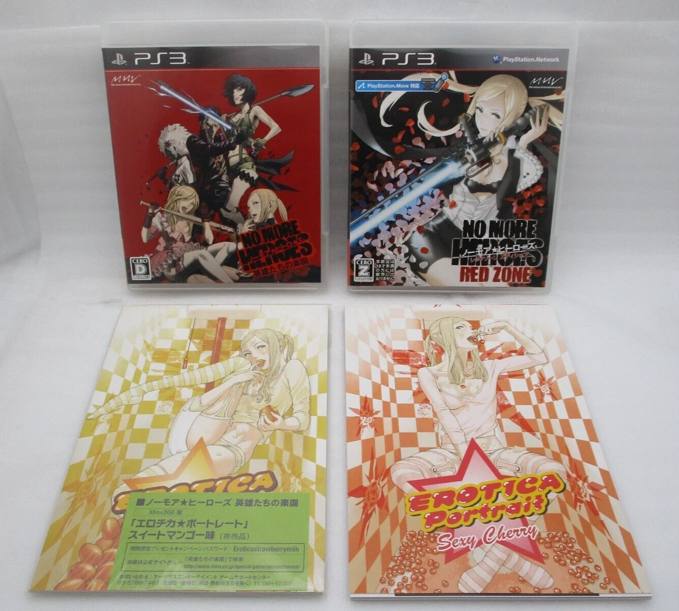PS3 NO MORE HEROES Regular Edition & Red Zone Ver. w/ portraits Japan import