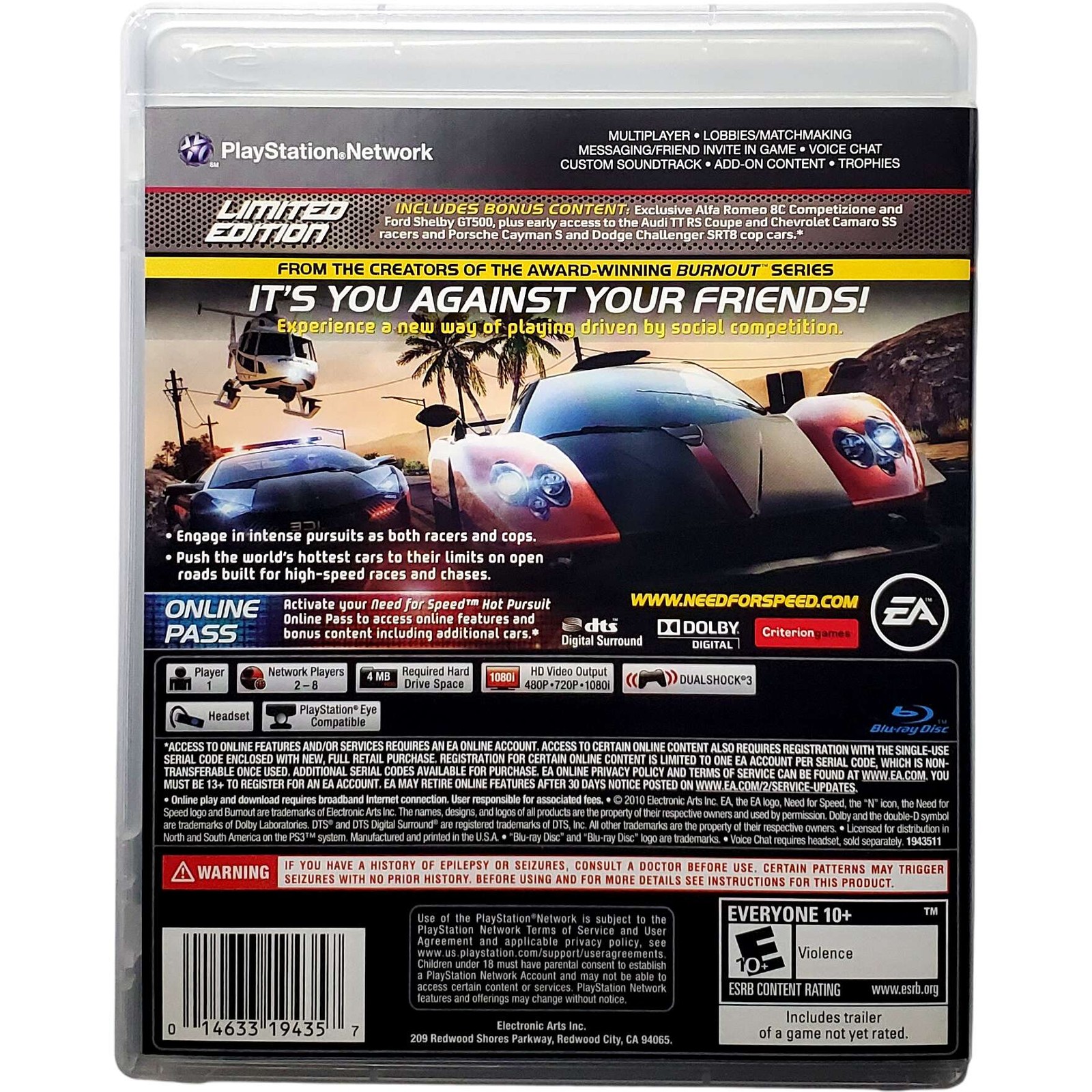 Need For Speed Hot Pursuit Limited Edition – Sony Playstation 3 PS3 Pristine