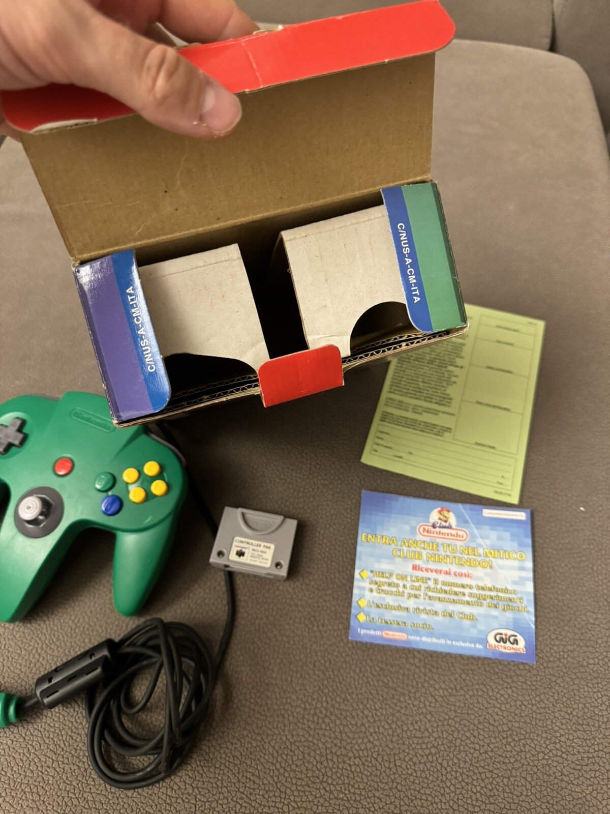 JOYSTICK – GREEN JOYPAD FOR NINTENDO 64 (N64) 100% ORIGINAL GIG ITALY – BOXED
