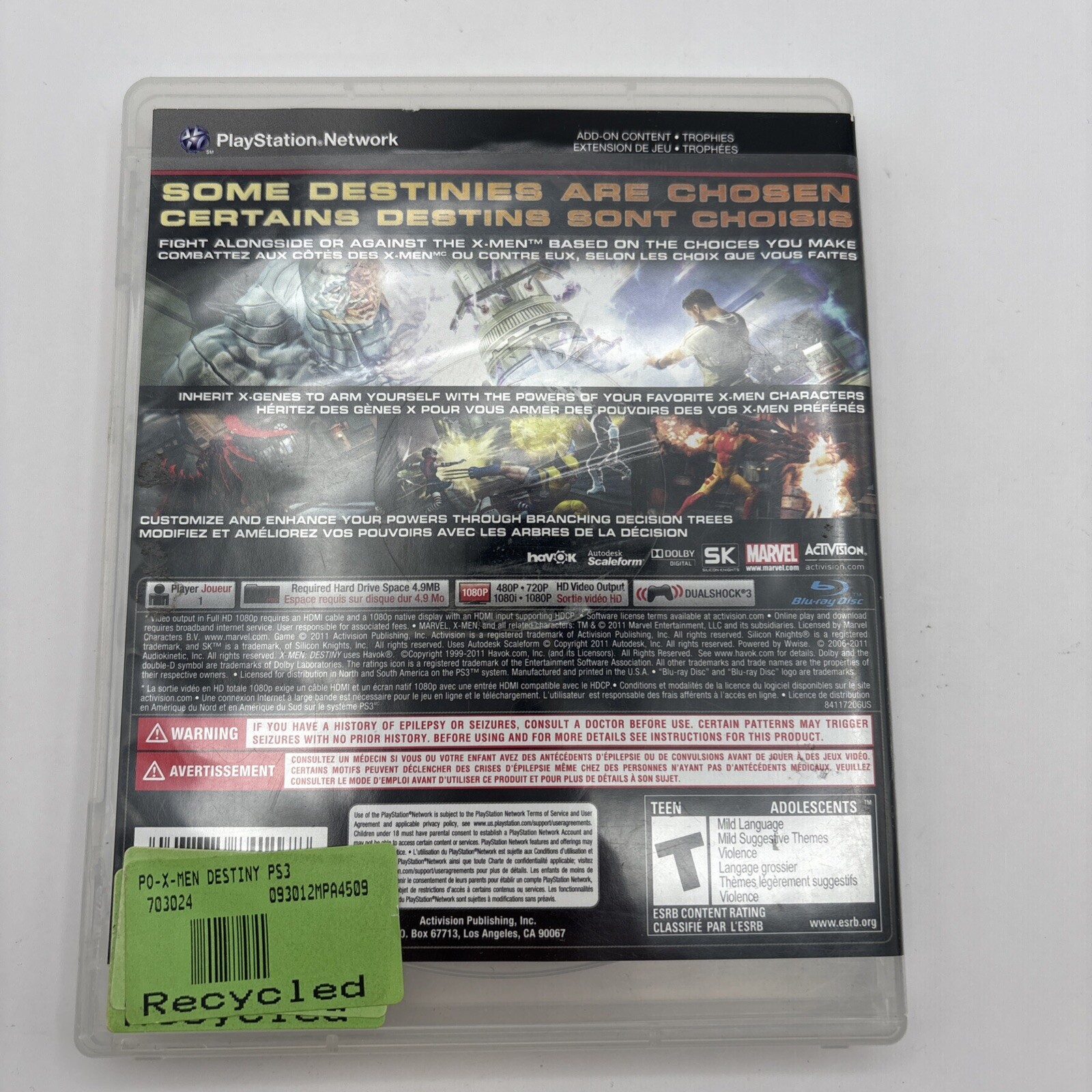 X-Men: Destiny (Sony PlayStation 3, PS3) CIB Complete