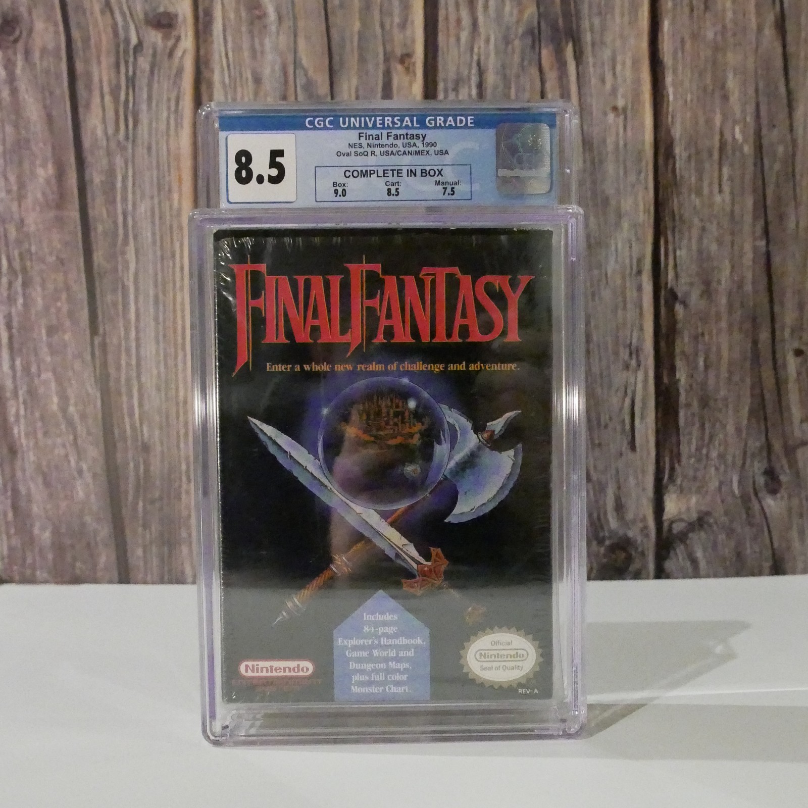 Final Fantasy NES 1990 CGC 8.5 CIB Oval SOQ Maps Box Cello Nintendo