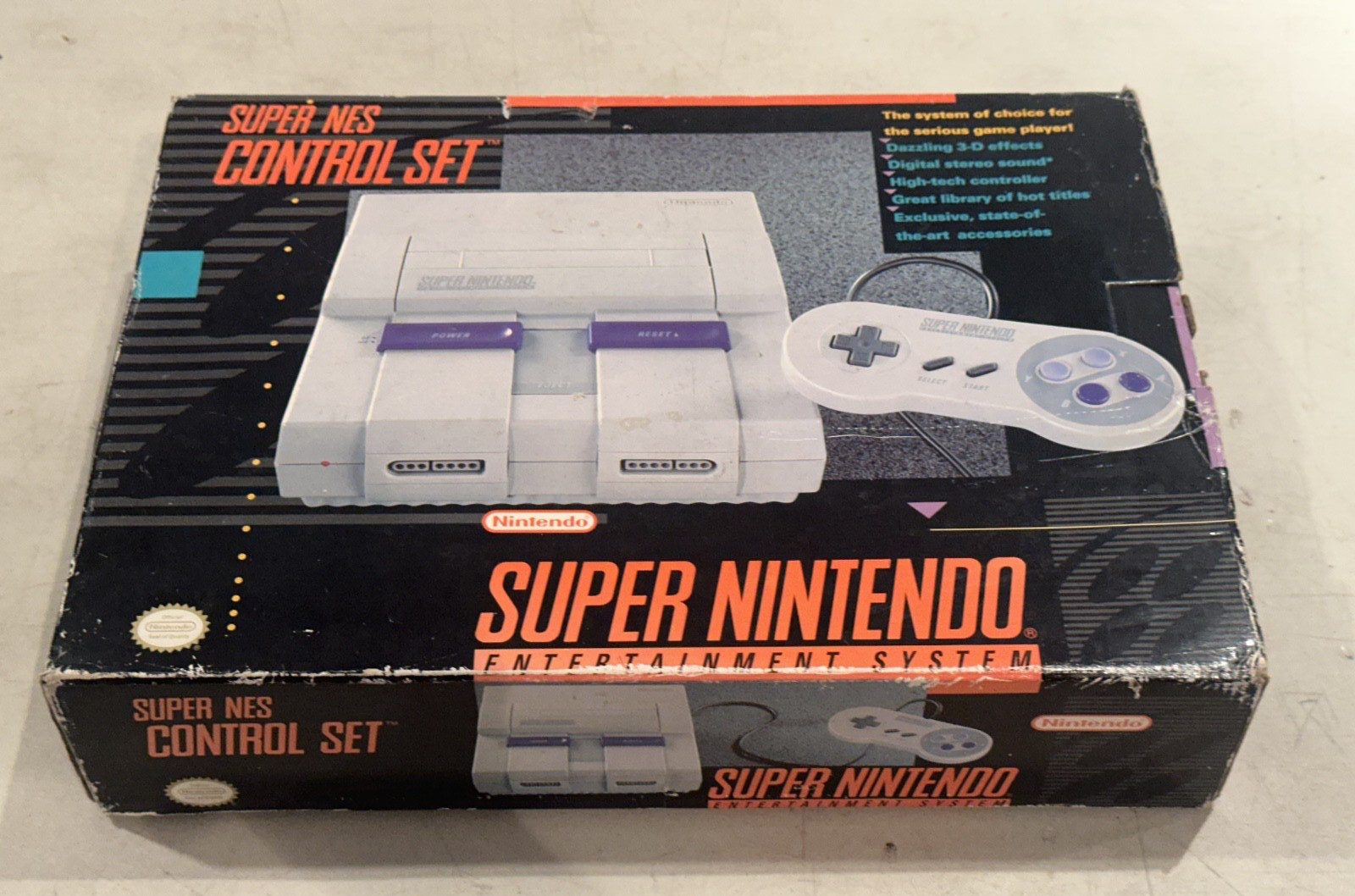 Super NES Nintendo Console Control Set COMPLETE IN BOX 2 Controllers