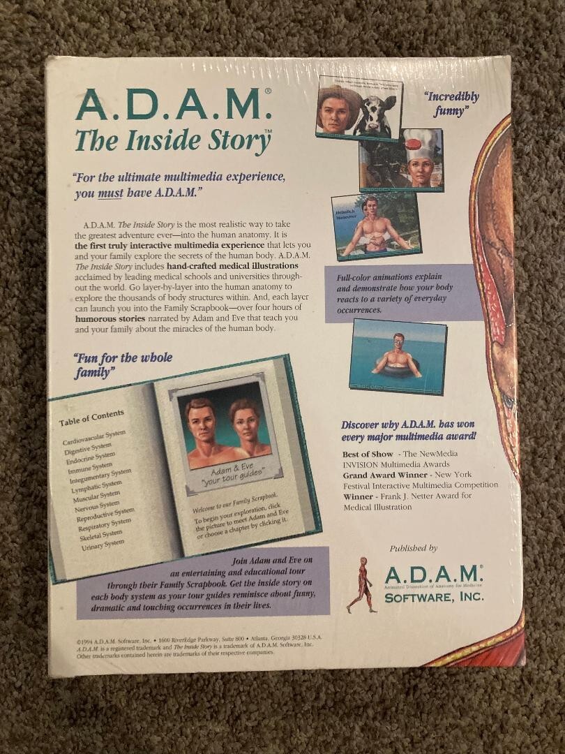 A.D.A.M.: The Inside Story (1995) Medical Instructional CD-ROM Macintosh Big Box