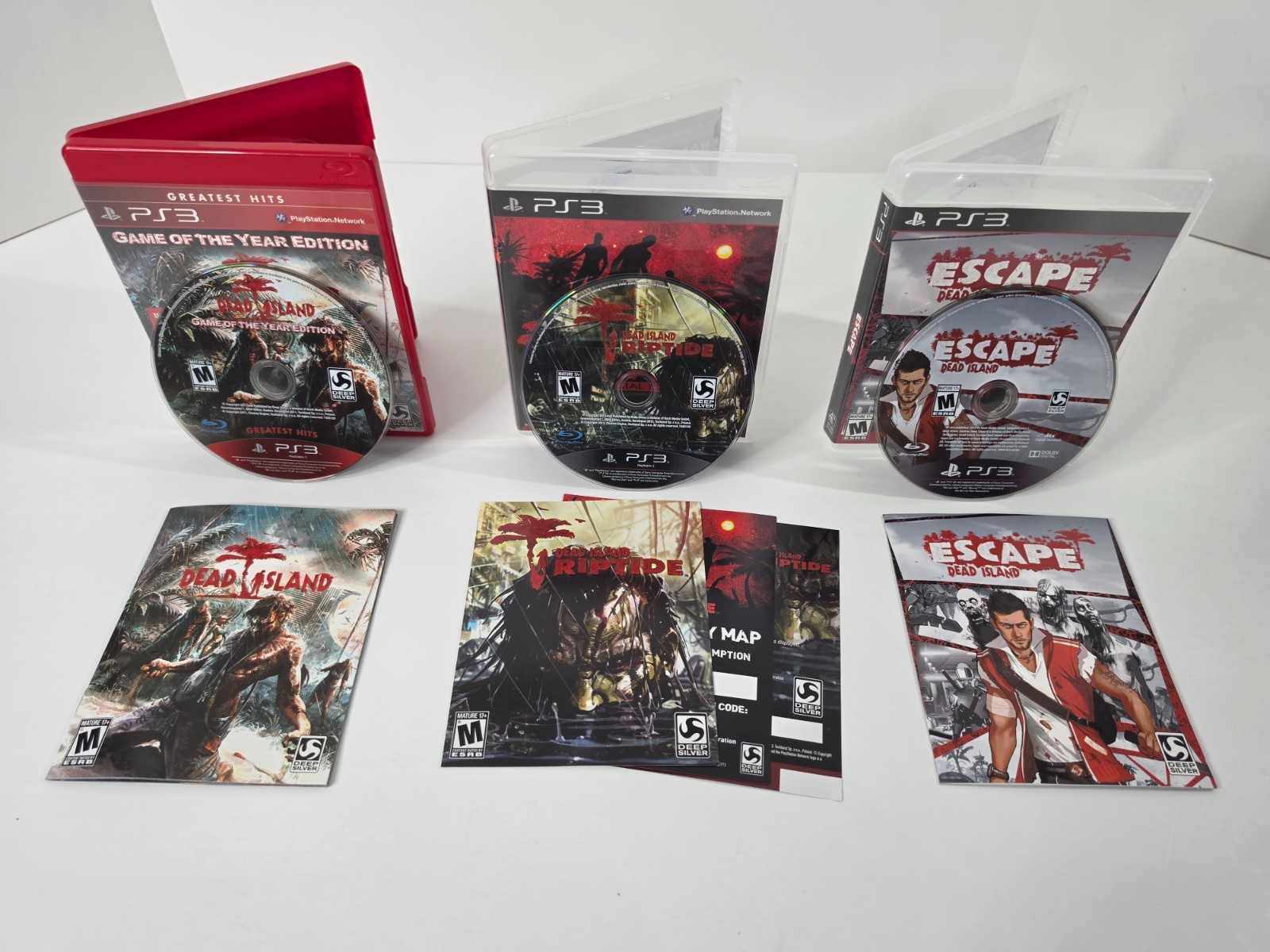 Dead Island Trilogy PS3 Bundle – GOTY, Riptide SE, Escape – CIB – Mint Discs