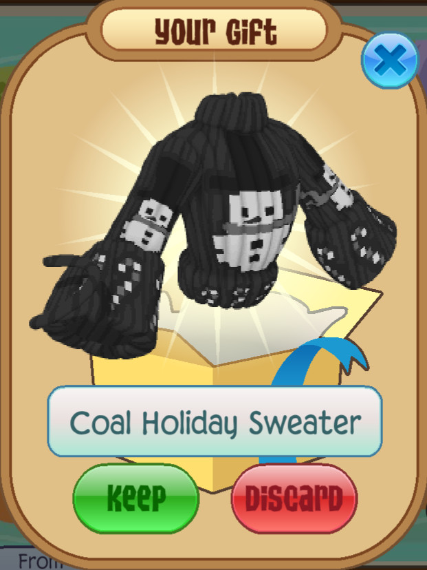 Animal Jam Classic AJC Coal Holiday Sweater (READ DESCRIPTION)