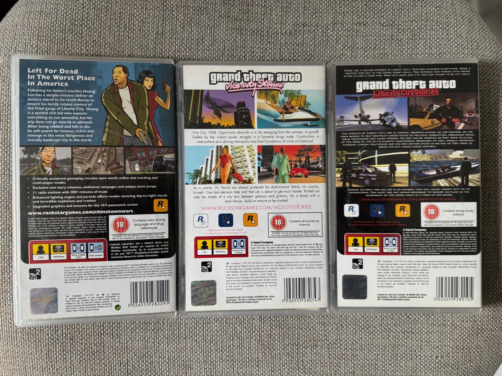 psp GRAND THEFT AUTO Trilogy + MAPS Vice City China Town Liberty City Games