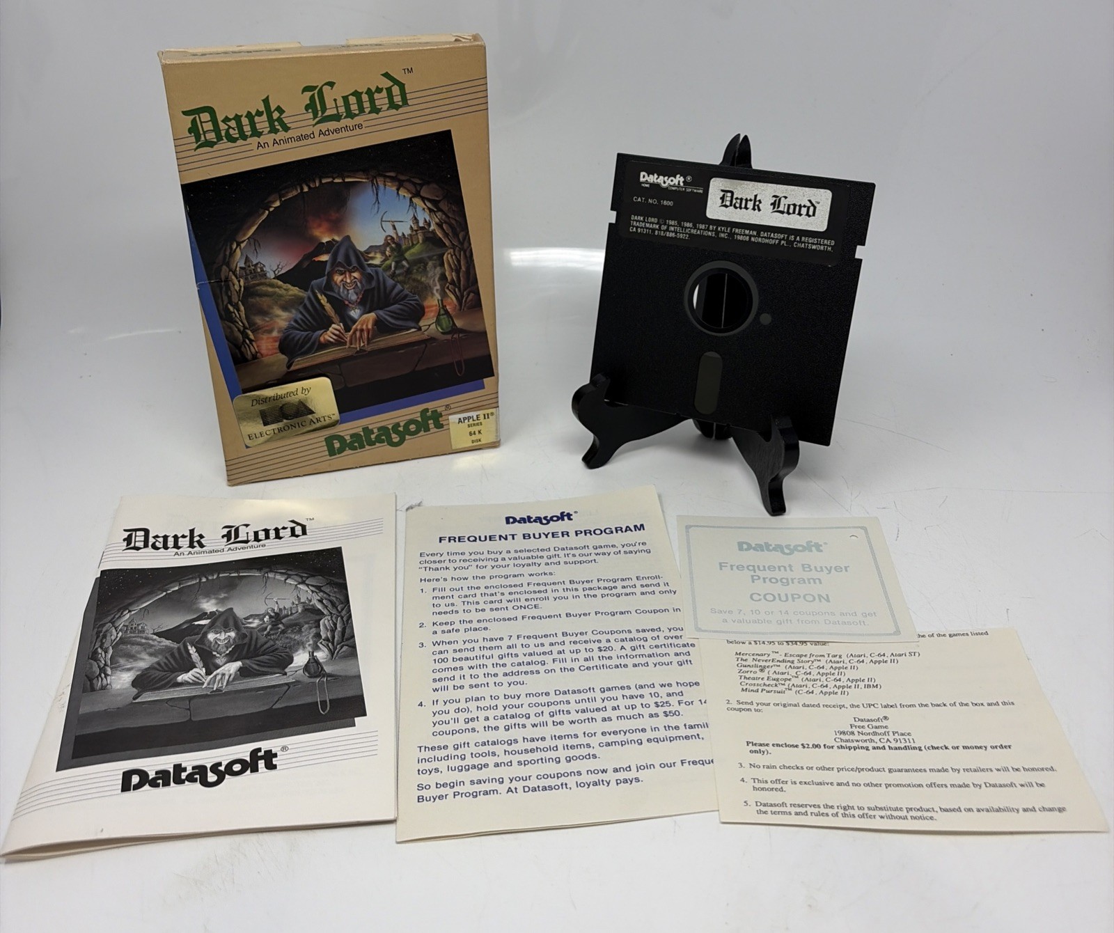 Dark Lord Datasoft Apple IIe Big Box Game 5.25″ Floppy Complete CIB 1987 RPG .