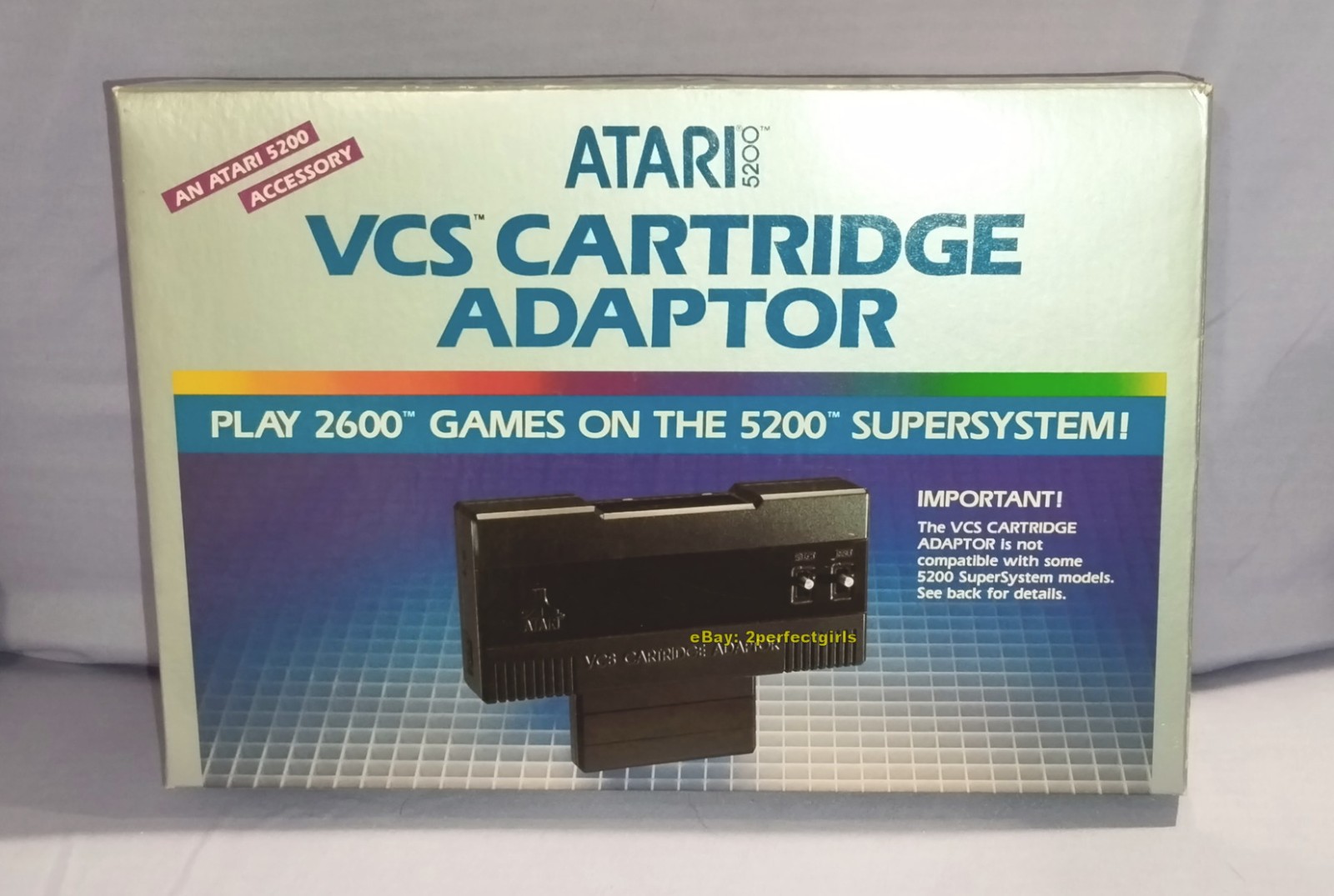 VCS Cartridge Adapter (Atari 5200, 1983) in Orig Box w/Inserts Tested