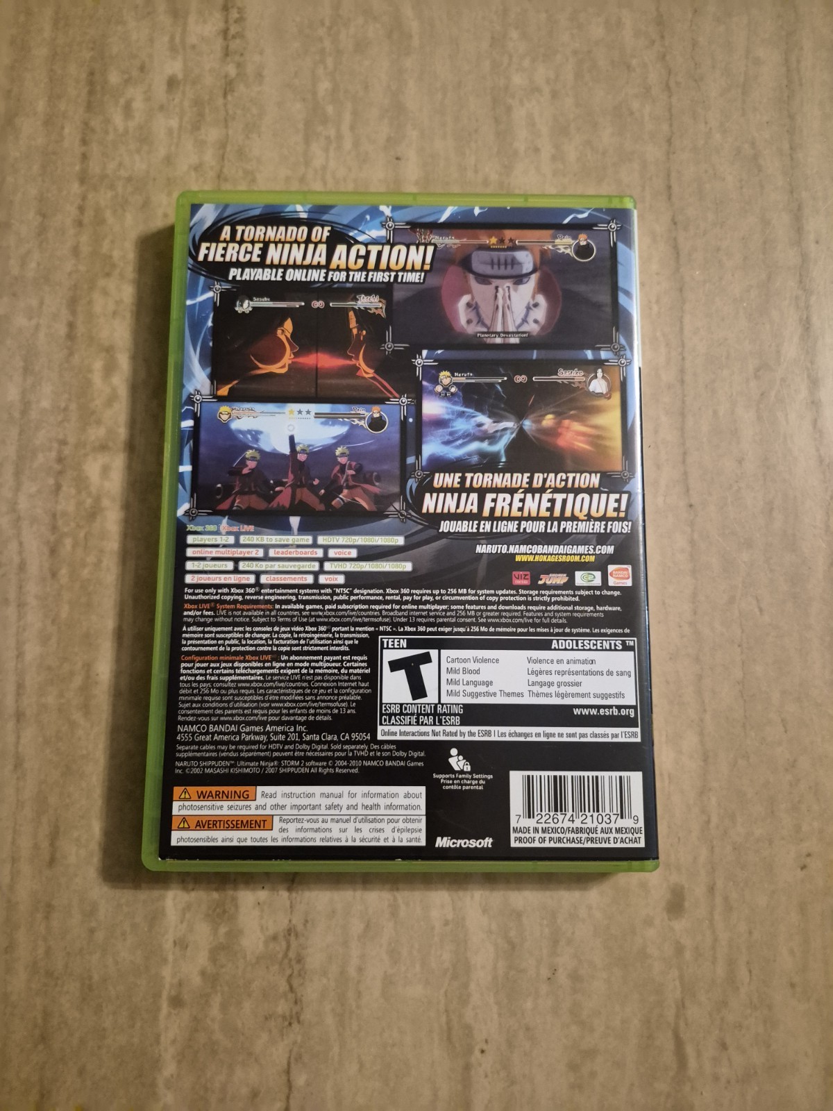 Naruto Shippuden Ultimate Ninja Storm 2 Xbox 360 Complete CIB