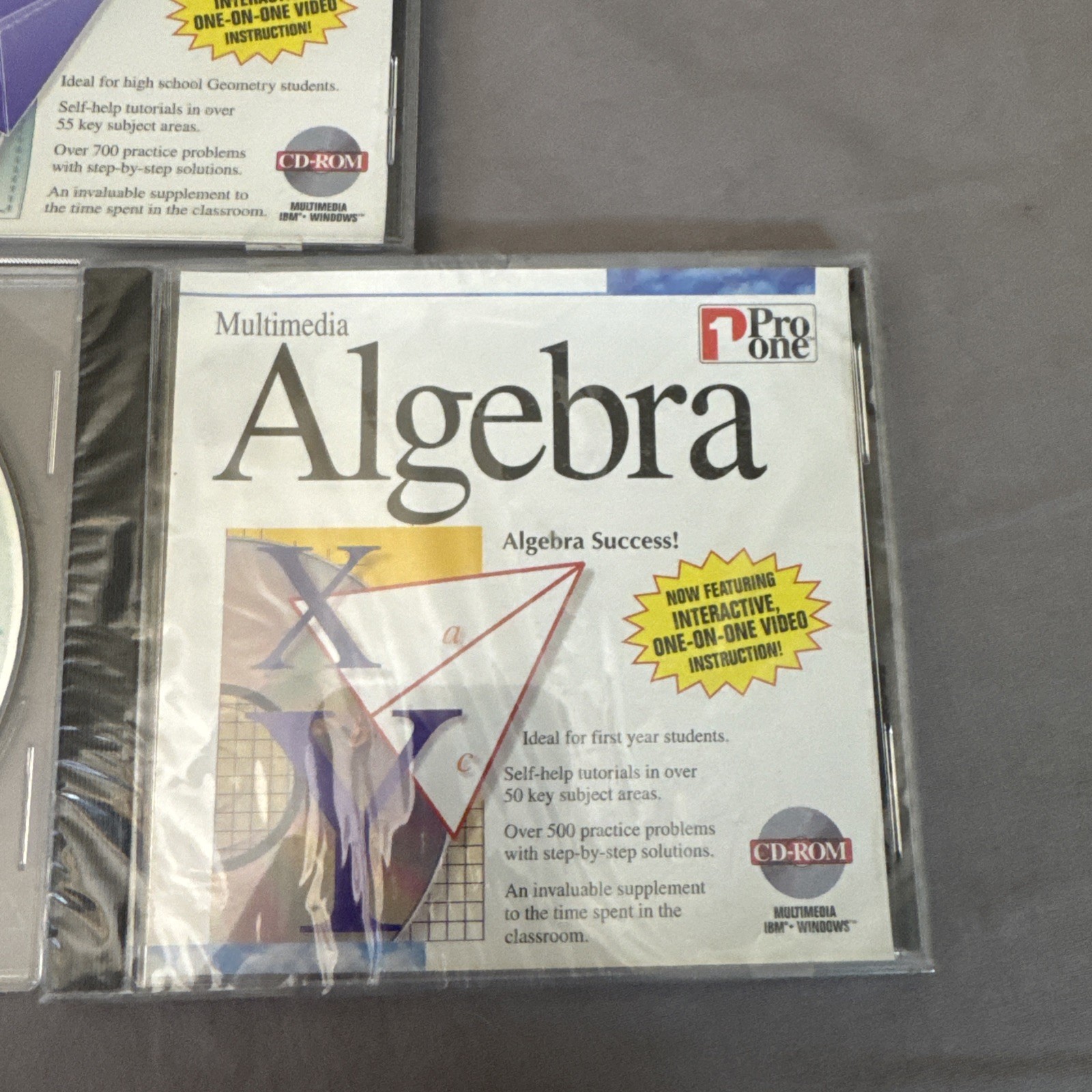 Vintage Multimedia Algebra 1 PC CD-ROM 1995 for Windows) Geometry Alge-Blaster 3