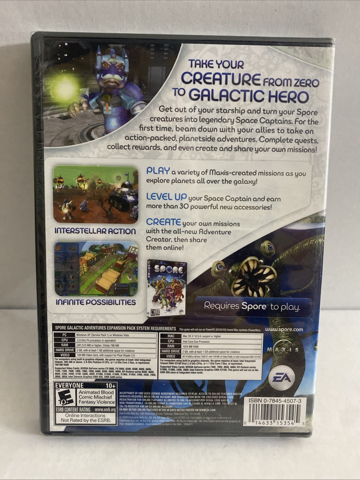 Spore: Galactic Adventures (Windows/Mac, 2009 CD ROM) Brand New B366