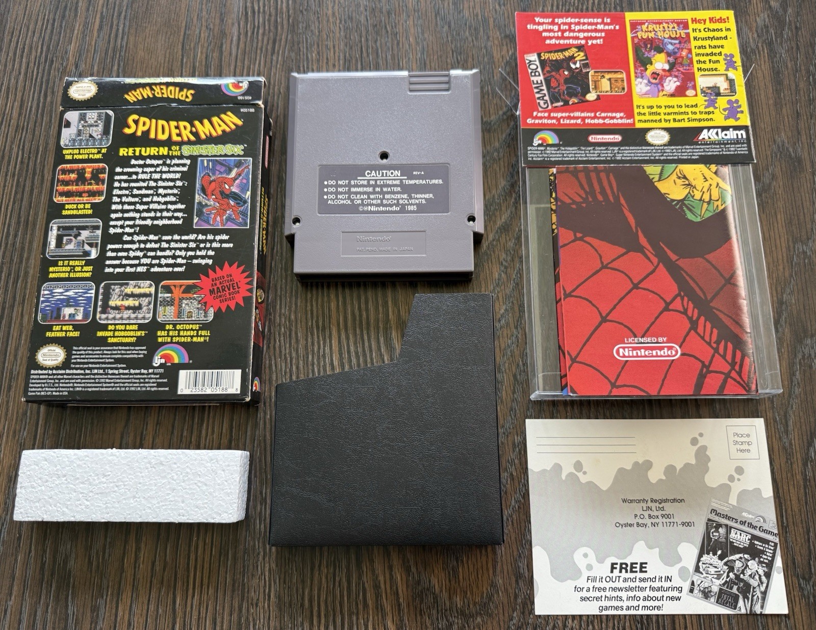 Spider-Man: Return of the Sinister Six Complete in Box CIB (Nintendo, NES 1992)
