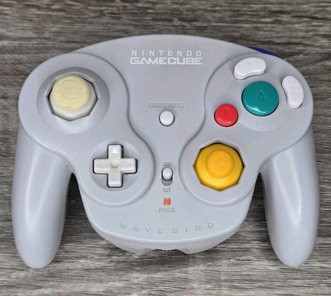 Nintendo Gamecube Wavebird Platinum Wireless Controller Only No Receiver.