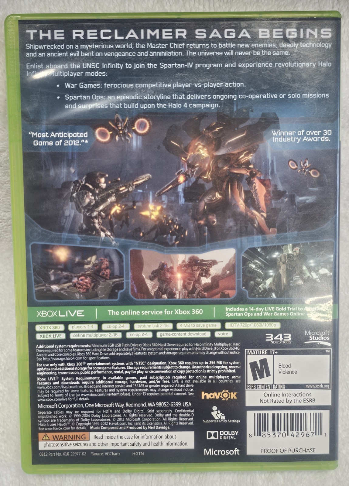 Halo 4 Xbox 360 Video Game Complete CIB Tested 2 Discs Shooter 343 Studios M